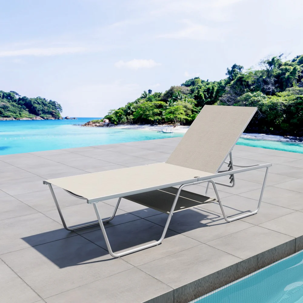 PHI VILLA Extra Large W-Shaped Outdoor Chaise Lounge with Under Storage