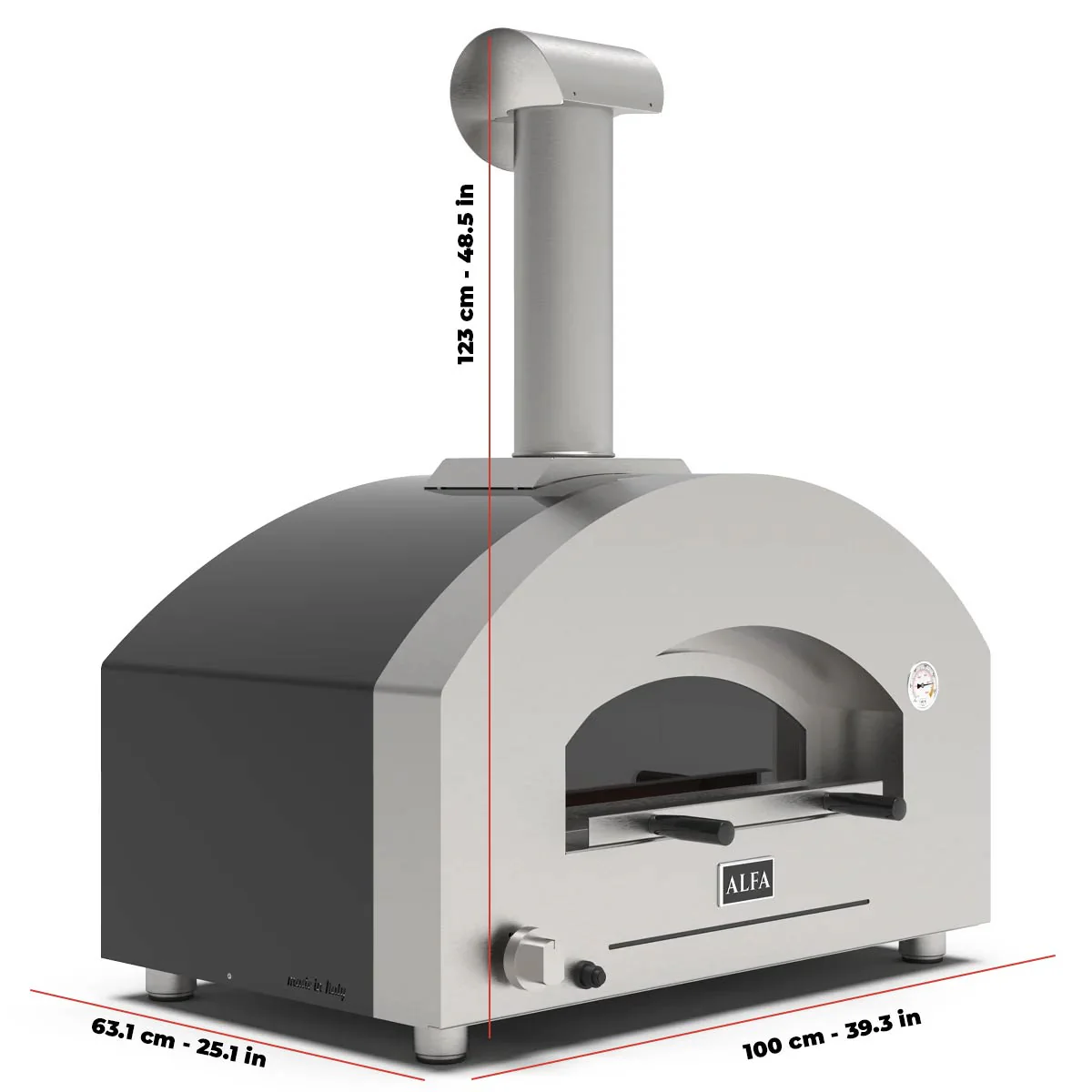 Alfa Futuro 2 Pizze Gas Pizza Oven Silver Black - FXFT-2P-MSB-U