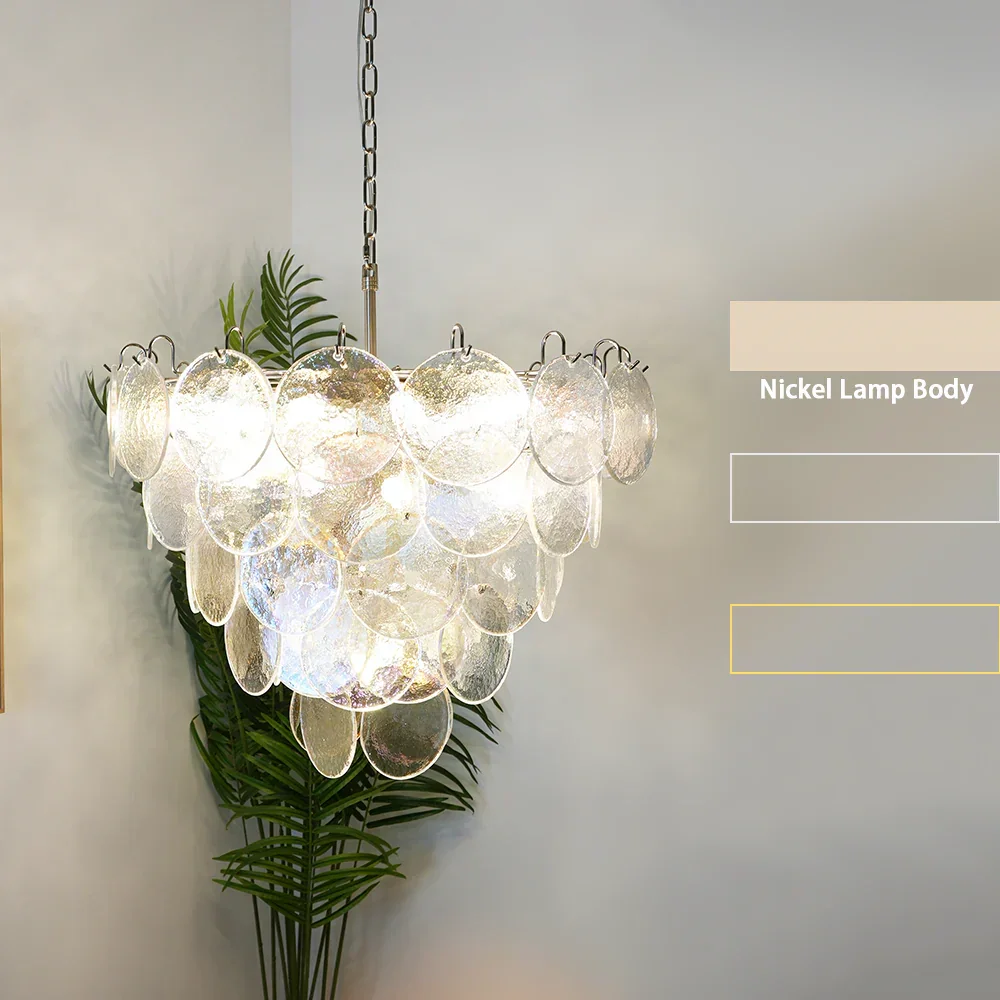 Transparent Disk Glass Round Chandelier