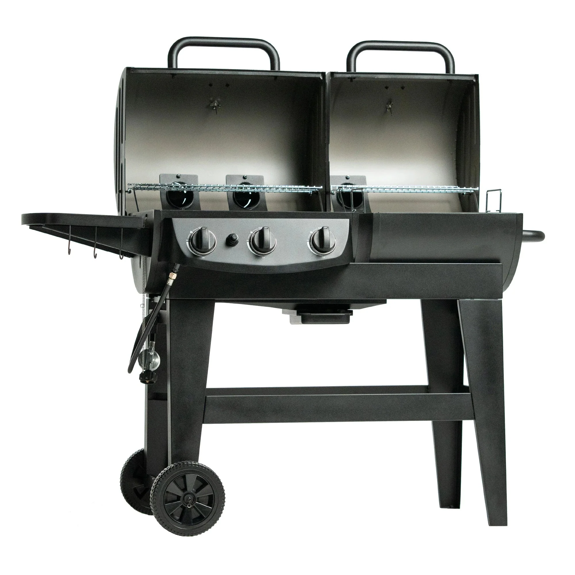 Dual-Fuel Pro? 3-Burner Gas and Charcoal Grill and Smoker