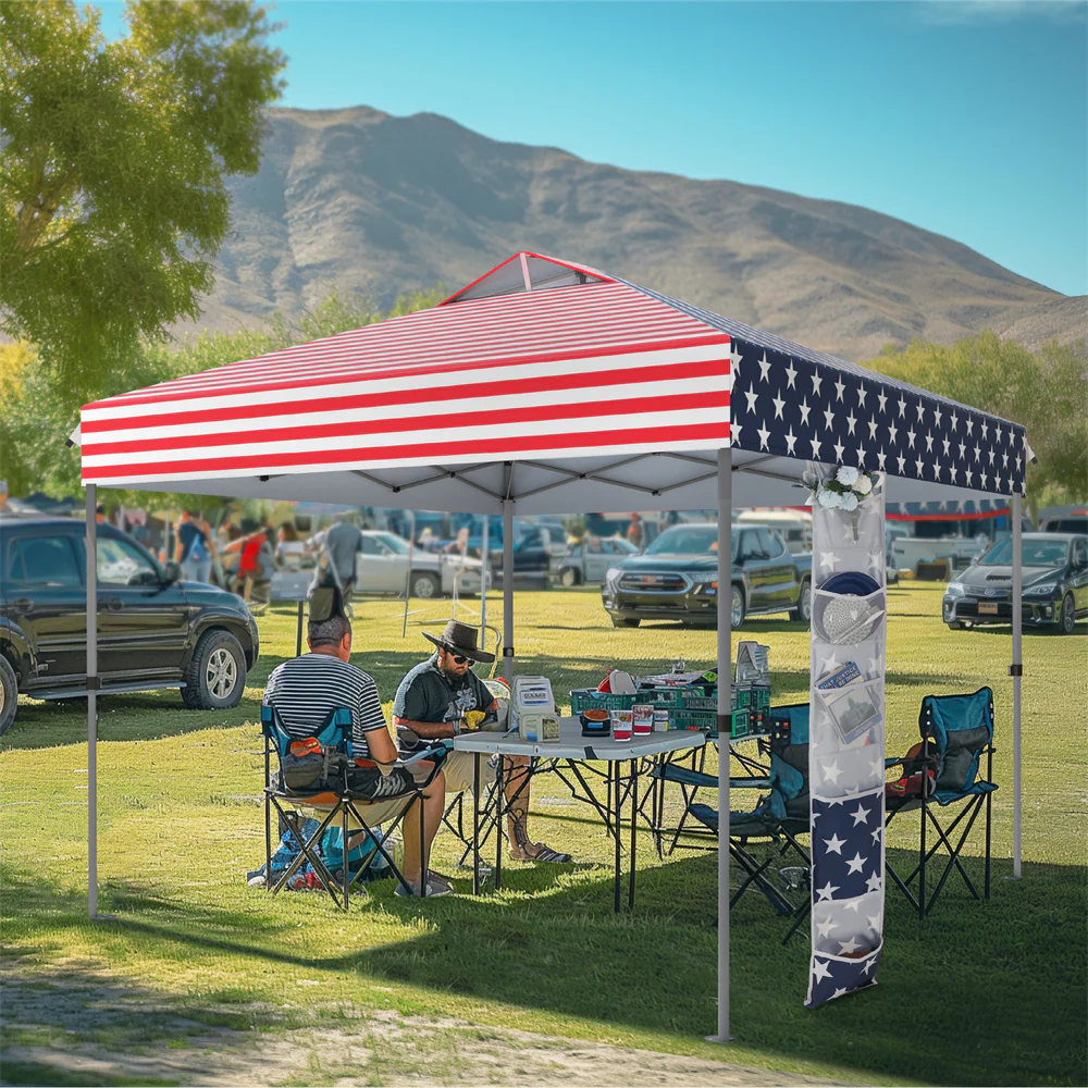 PHI VILLA 10'x10' Pop-up Tent with Storage Bag and Roller Bag for Camping Party and Barbecue