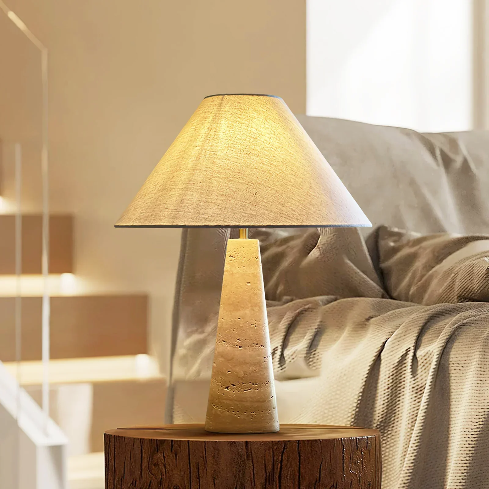 Cone Lulu Travertine Table Lamp