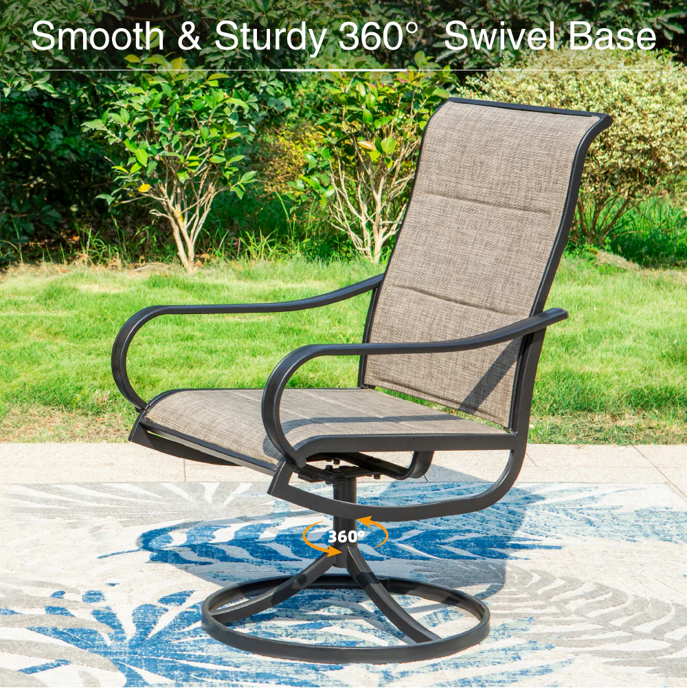 Sophia & William Padded Textilene Fabric Patio Dining Swivel Chairs