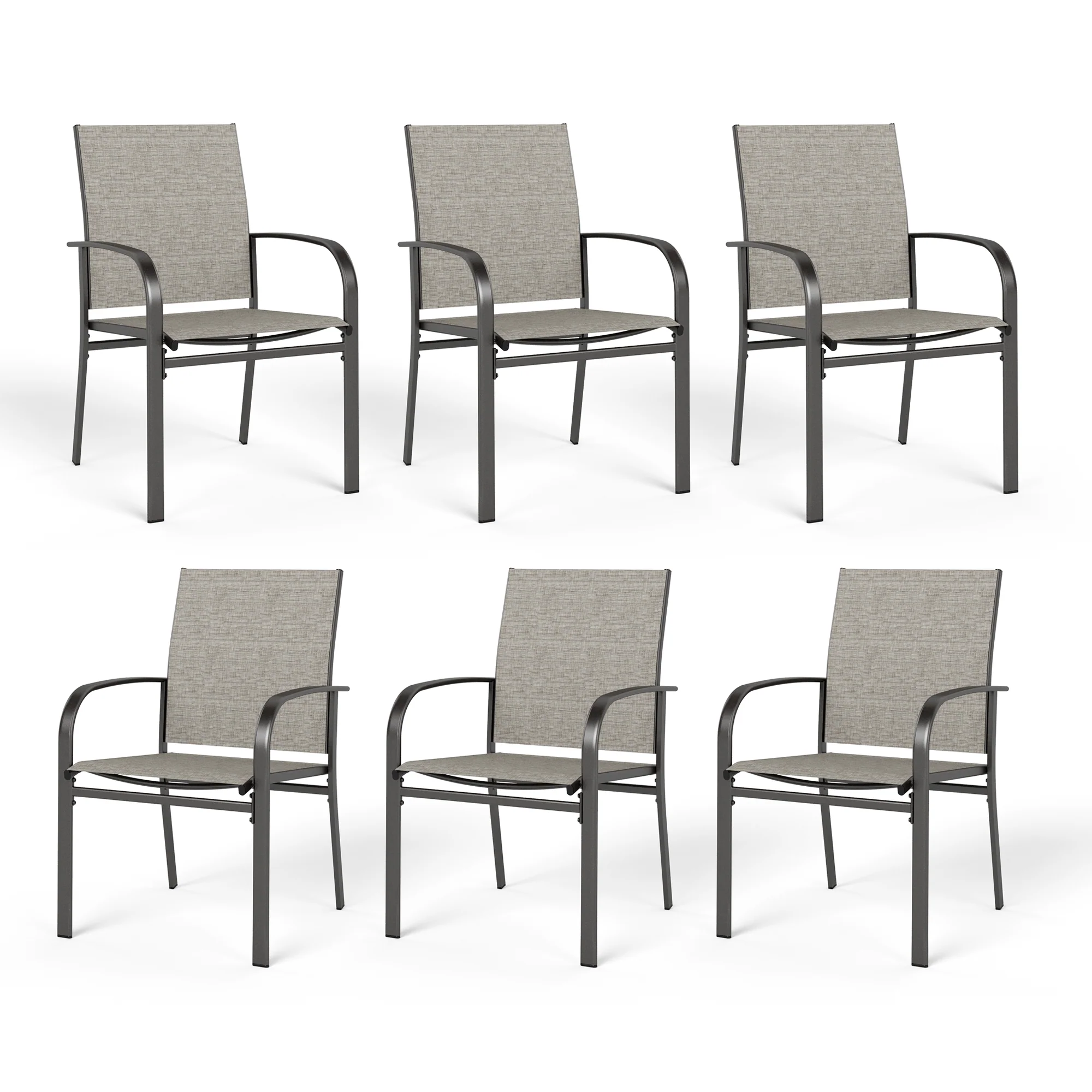 Phi Villa Colorful Patio Textilene Fixed Dining Chairs
