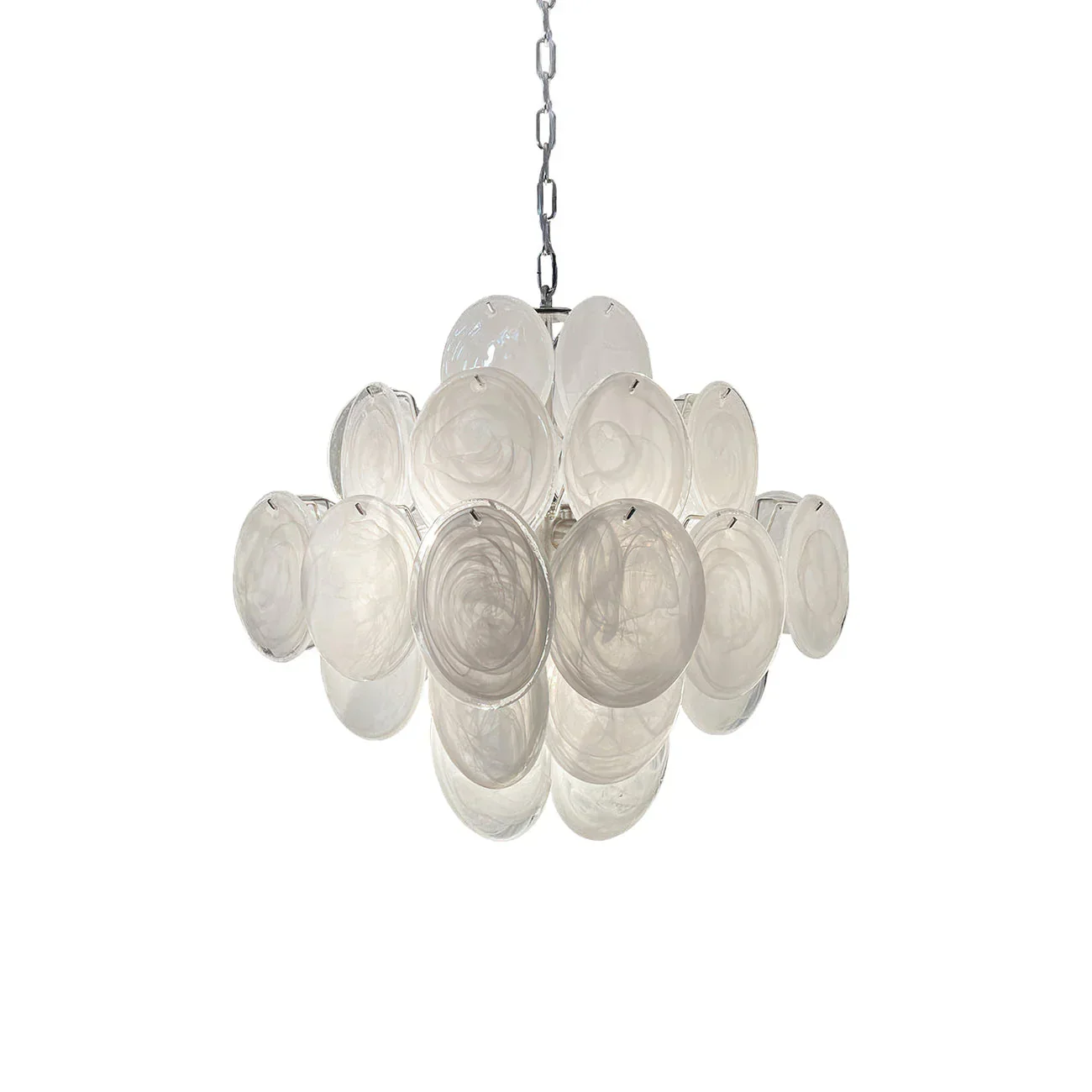 Round White Glass Chandelier