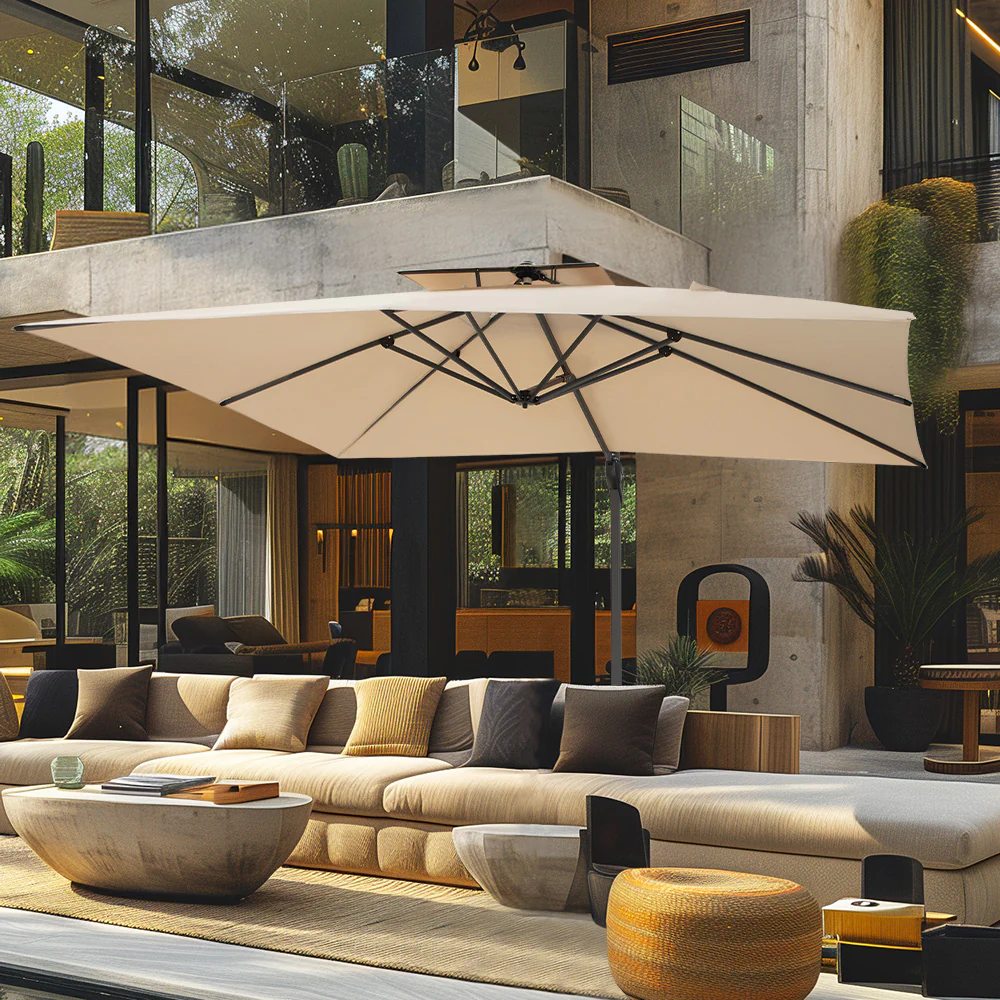 PHI VILLA 10ft Square/ Rectangular Patio Cantilever Offset Umbrellas for Garden, Pool