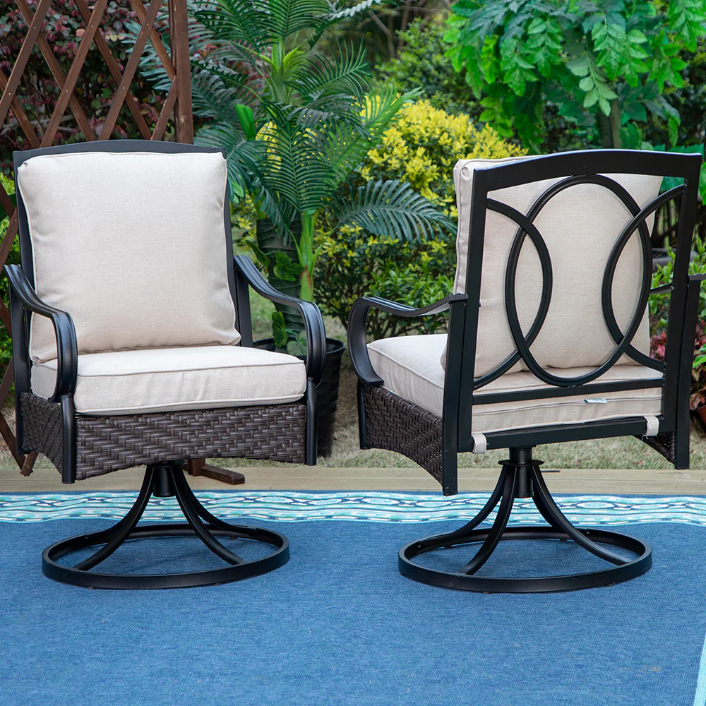 Sophia & William Rattan-steel Cushioned Patio Dining Swivel Chairs