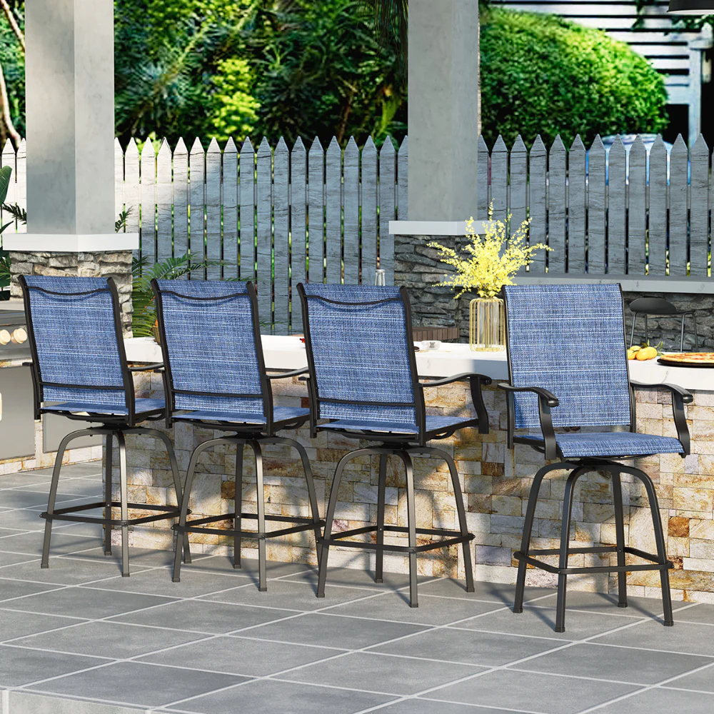 Sophia & William Denim Blue/Gray Swivel High Bar Stools