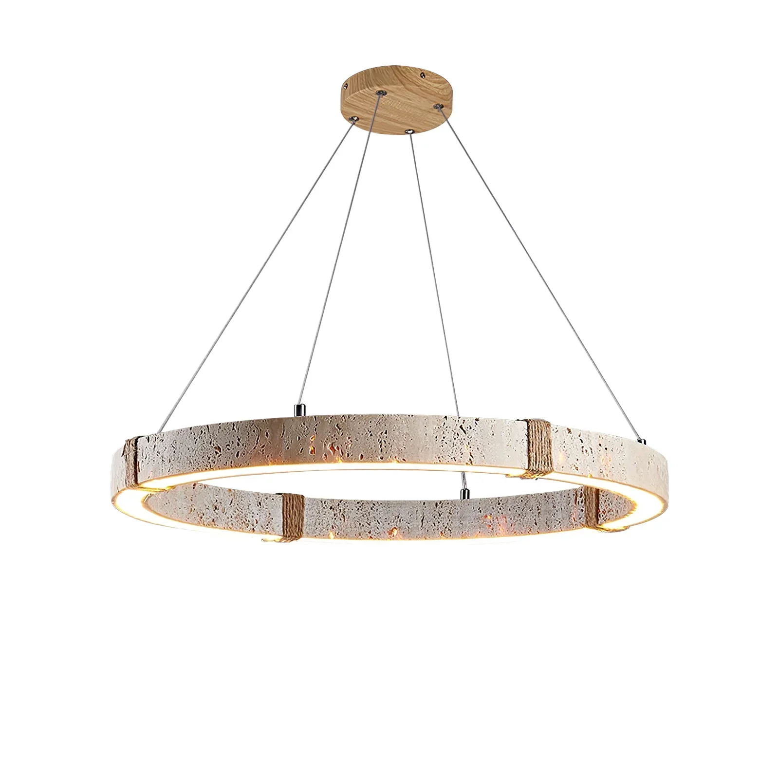 Round Travertine Dainolite Chandelier