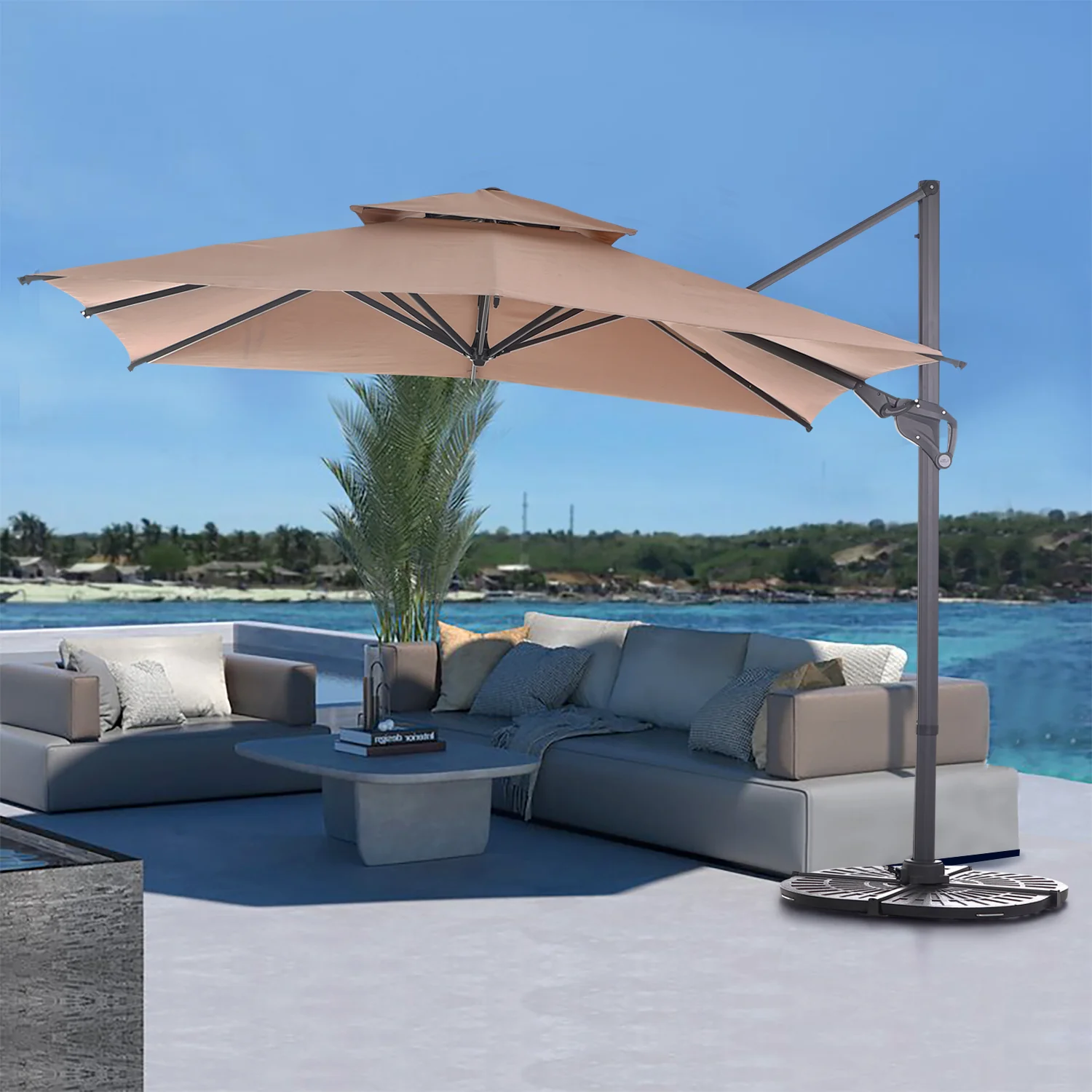 PHI VILLA 10ft Patio Cantilever Umbrella Square Outdoor Offset Umbrella
