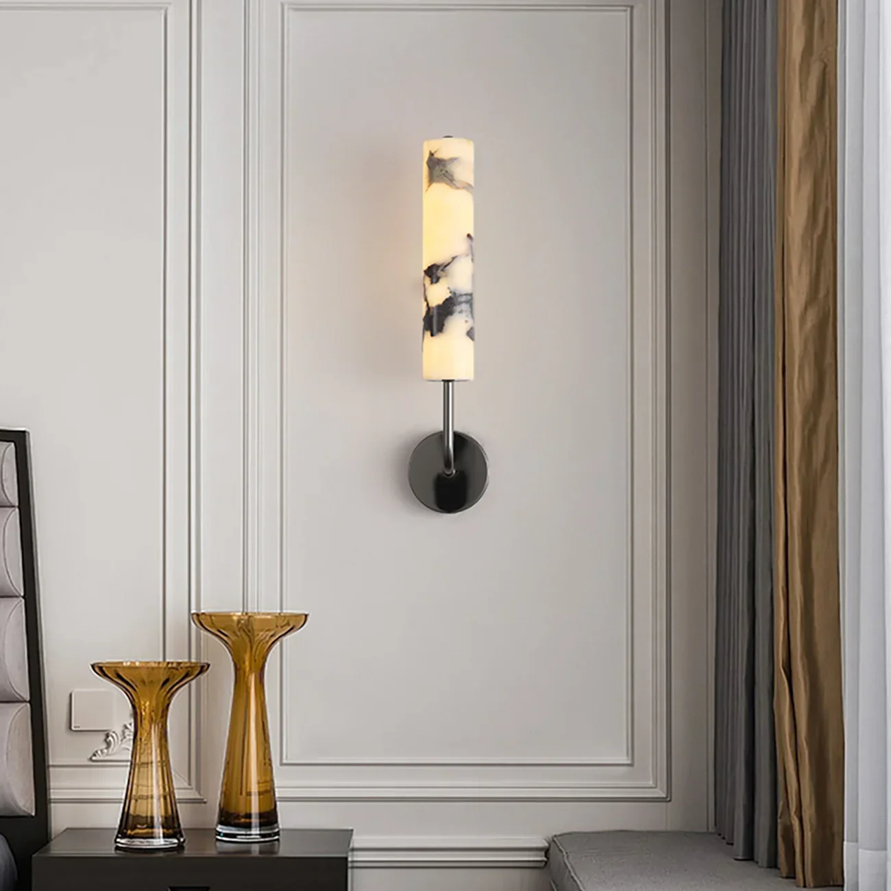 Vertical Marble Cylindrical Wall Light