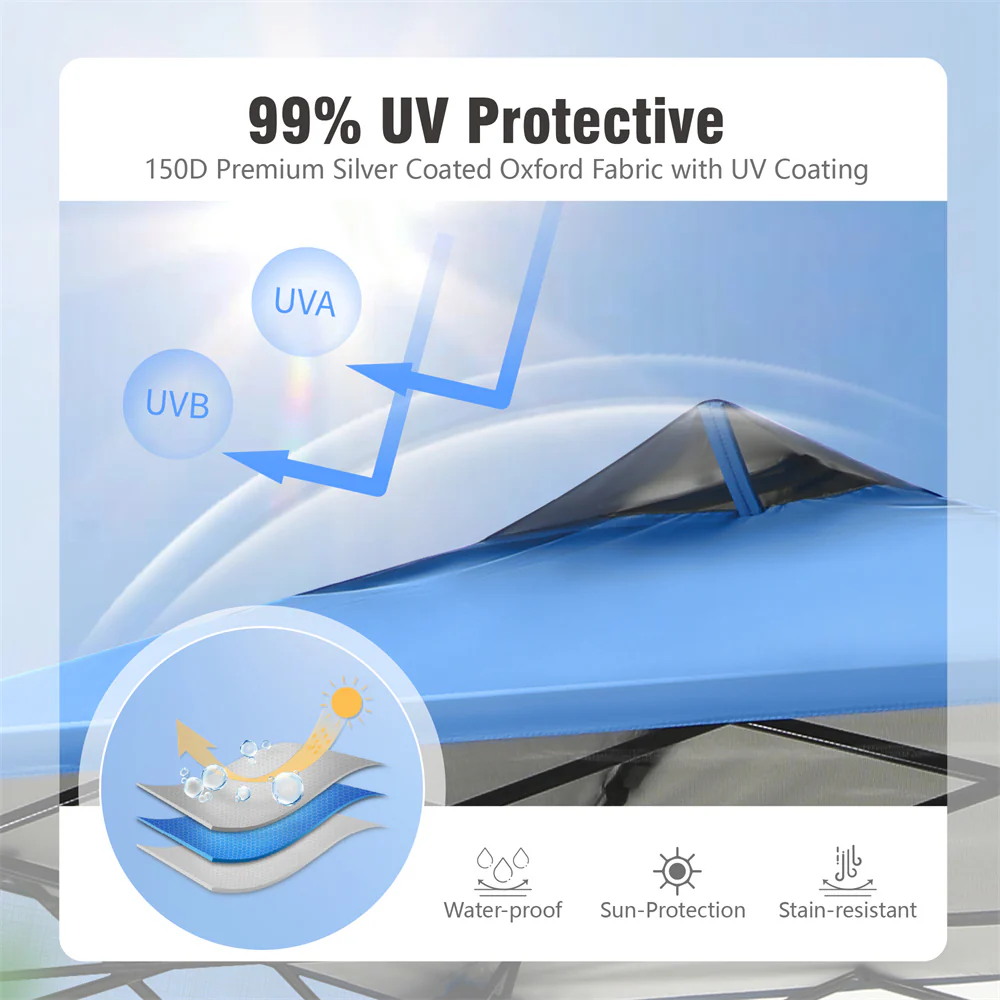 PHI VILLA Slant Leg Pop-up Instant Lightweight Canopy Gazebo