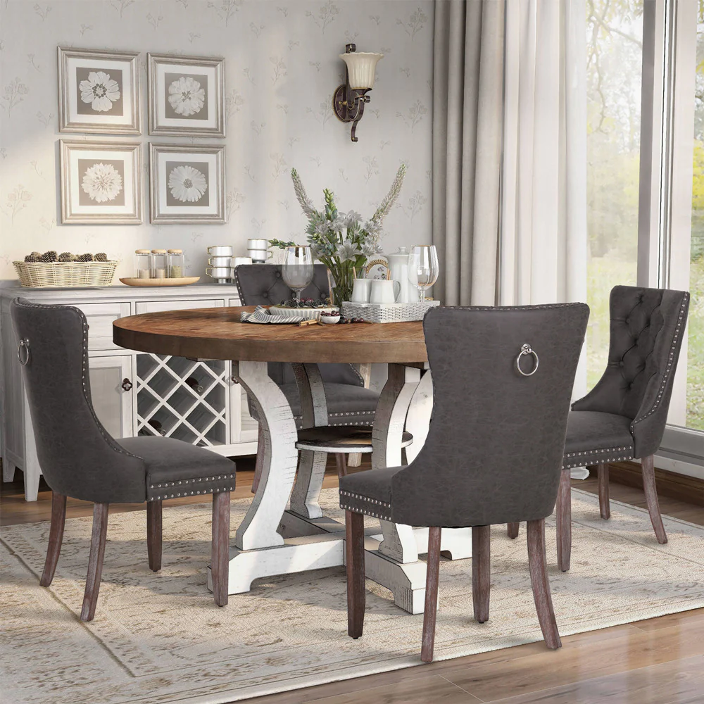 PU Leather Wing Back Side Dining Room Chairs Set of 4 -MFSTUDIO