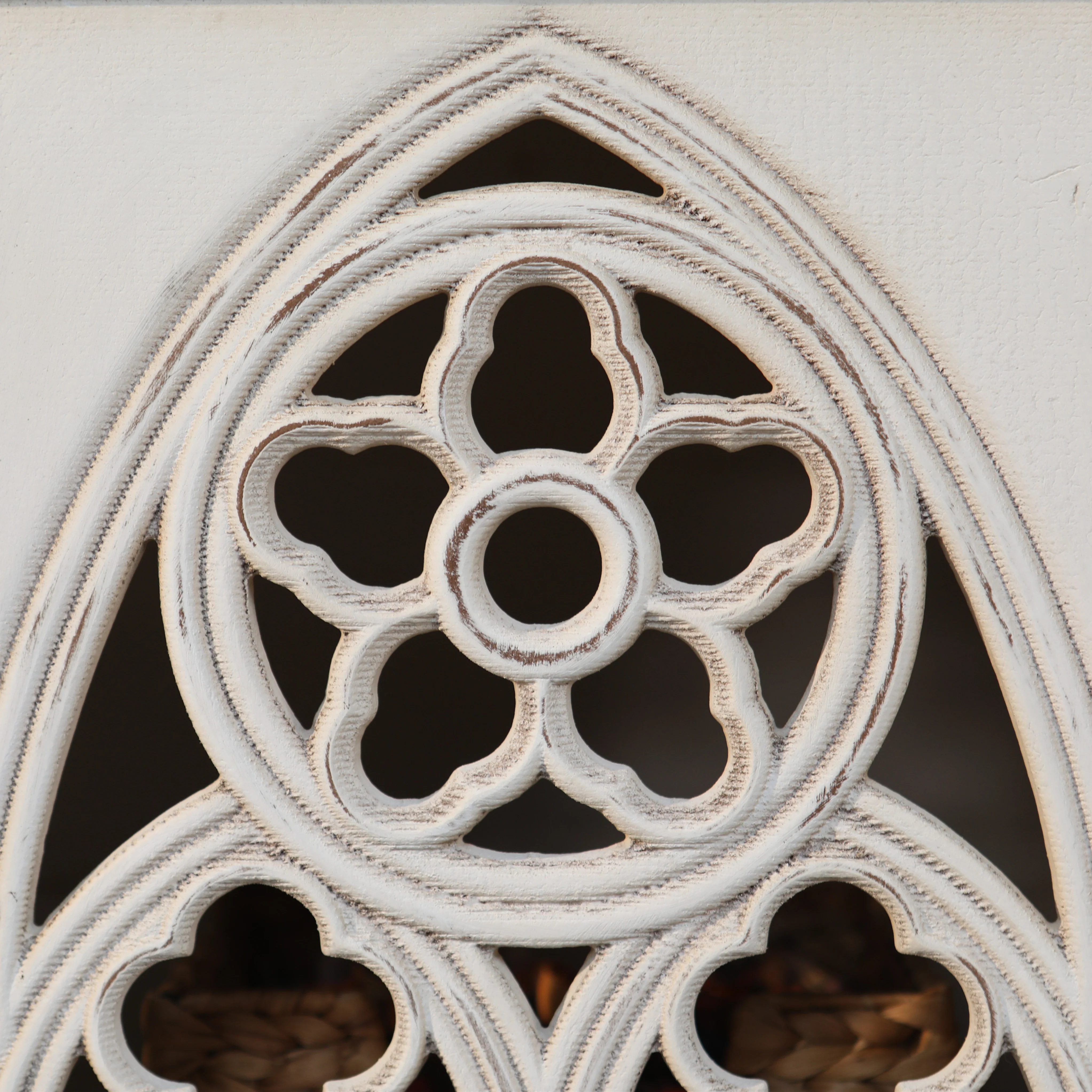 Warm White Hollowed Church Window Accent Cabinet-MFSTUDIO