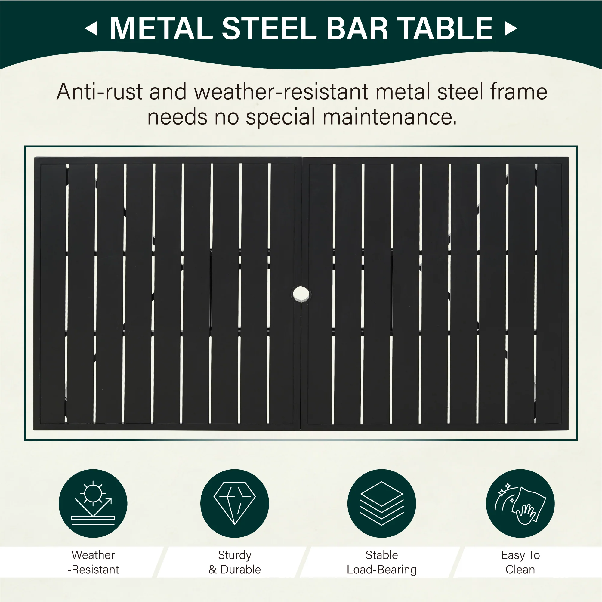 Phi Villa Patio 67'' Rectangle Steel High Bar Table