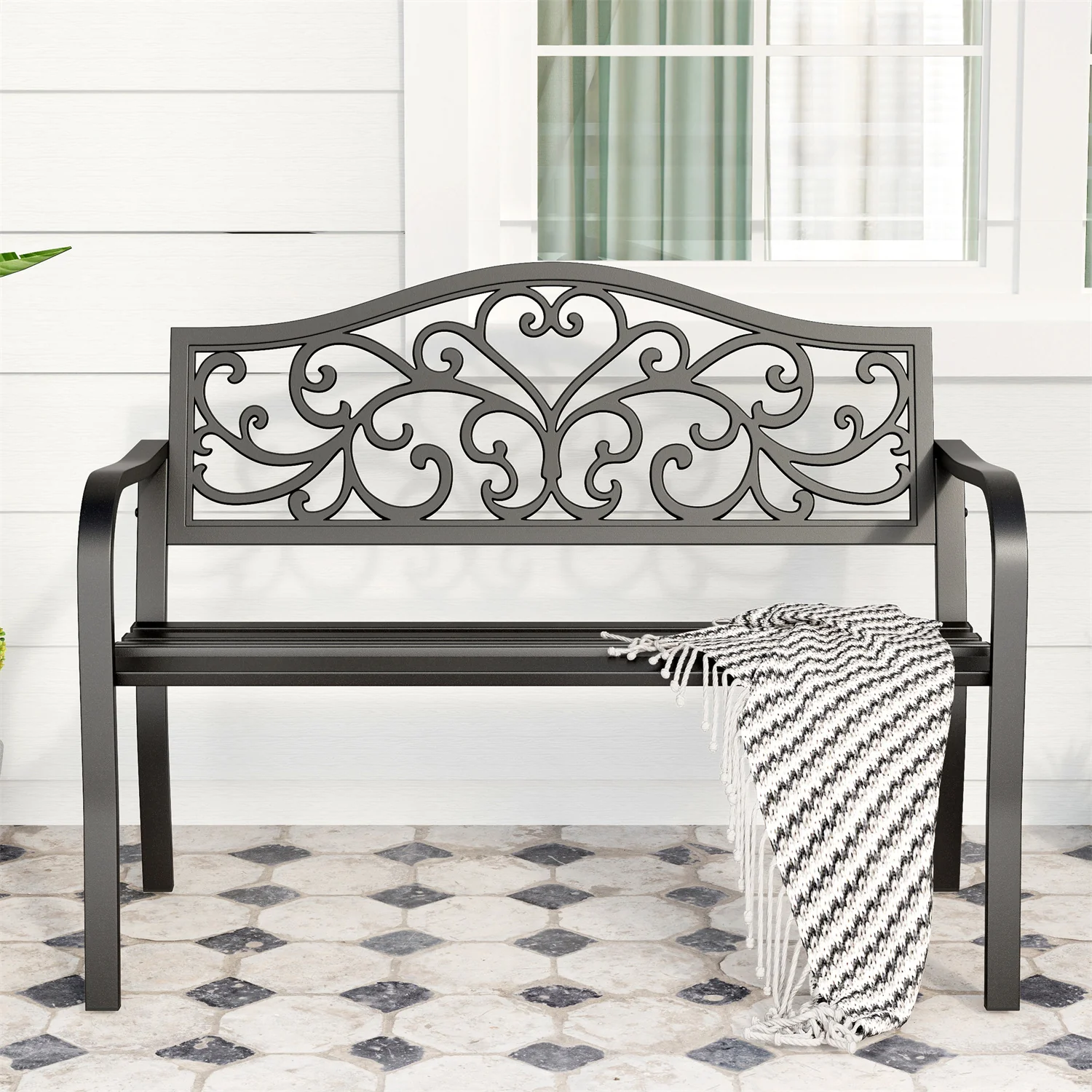 MFSTUDIO Black Outdoor Bench Set - Built to Last and Easy to Assemble