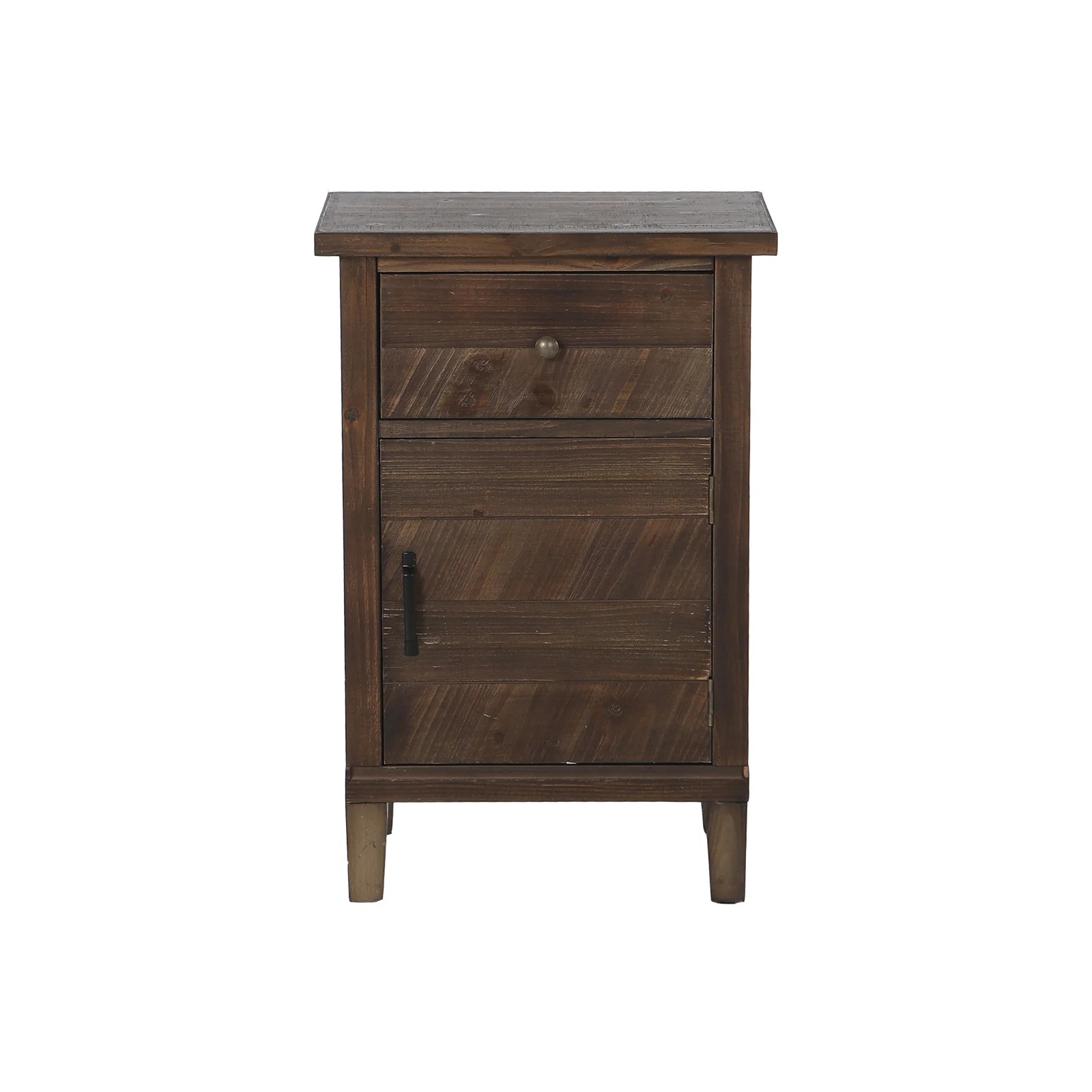 Sophia & William Retro Side Table Storage with 1 Drawer & 1 Door, MDF + Solid Wood Veneer End Table
