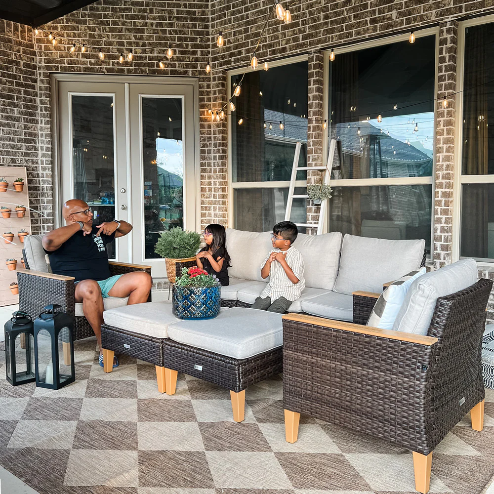 Phi Villa 7-Piece Luxury Rattan Outdoor Sofa Sectional