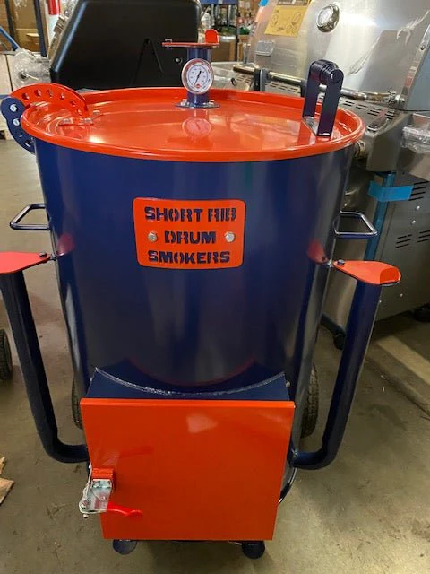 Short Rib Drum Smokers Blue and Orange