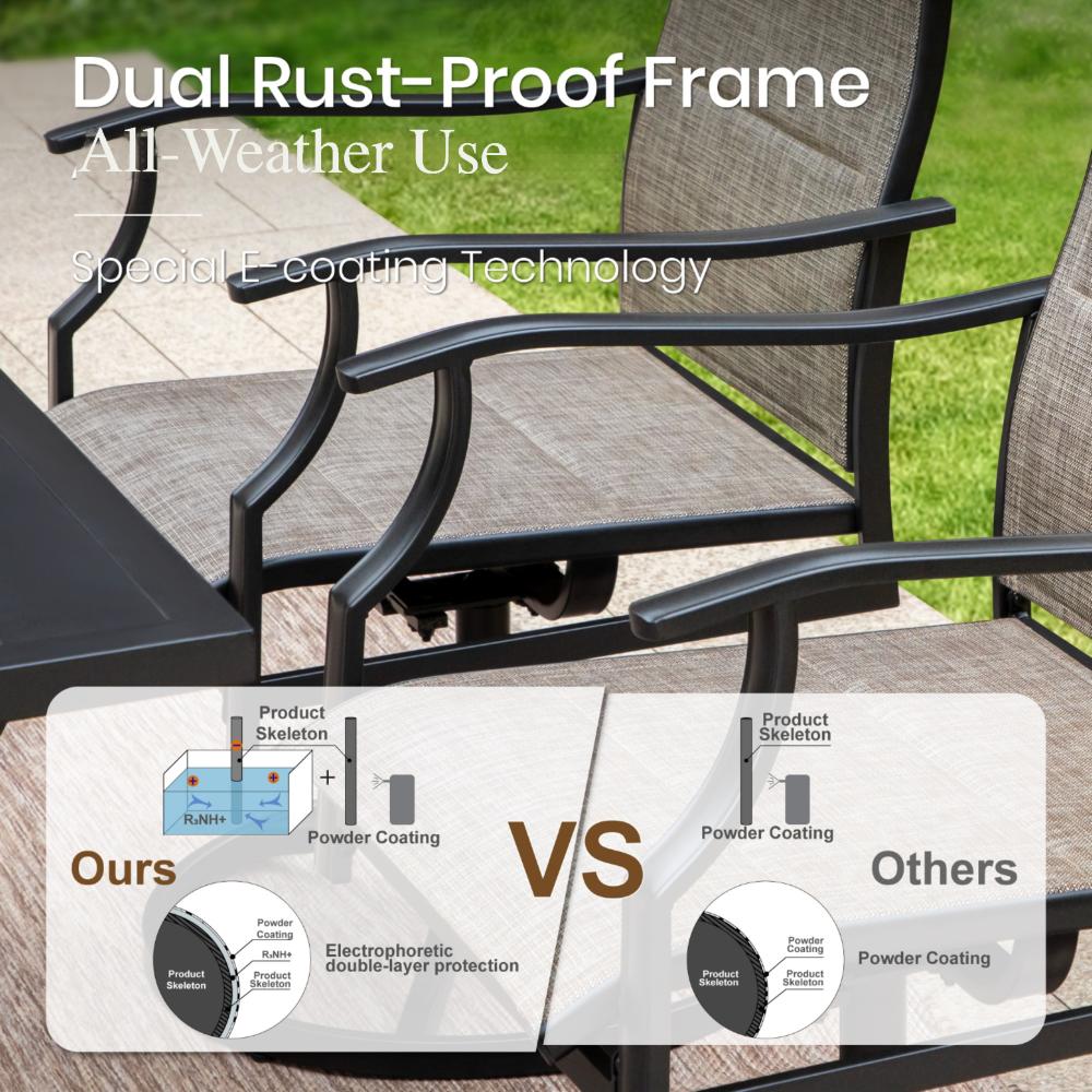 PHI VILLA 9-Pcs Patio Dining Set with Enlarged Table & High Back Textilene Swivel Chair