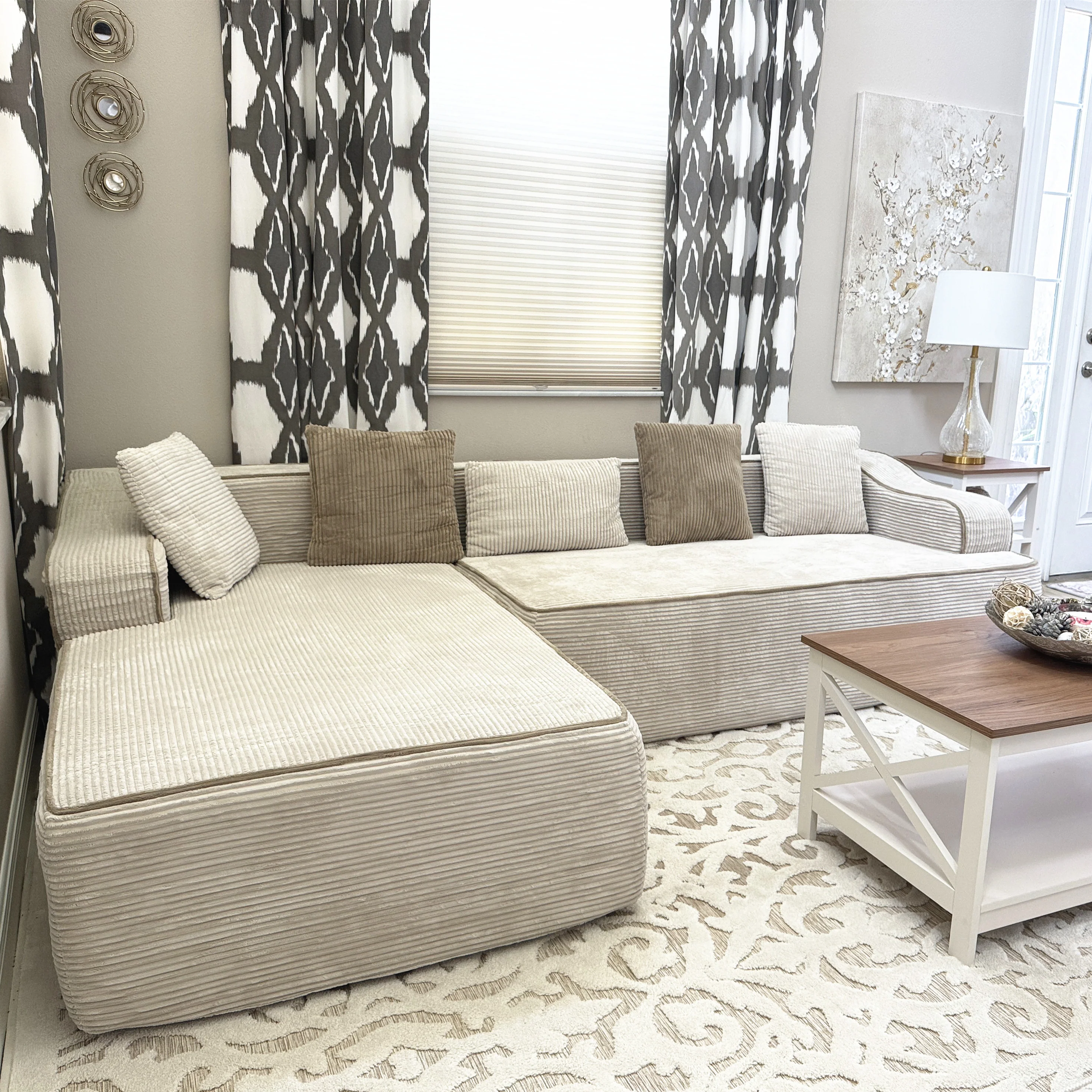 3 Seat Convertible L-Shaped Sectional Sofa Couch for Living Room