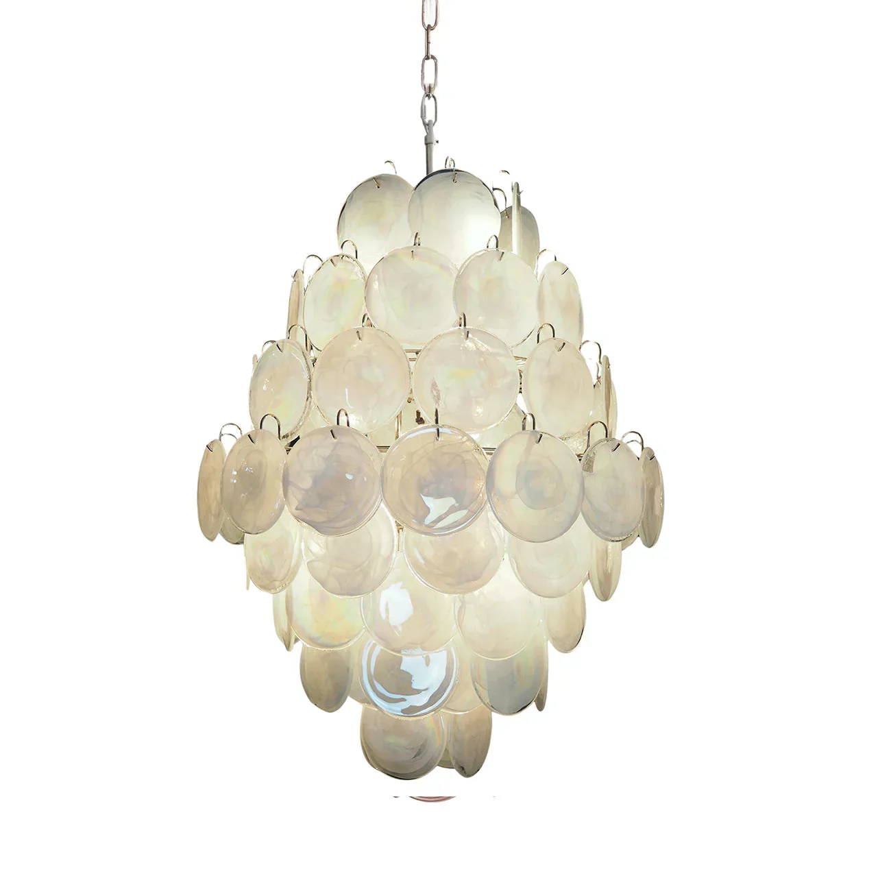 Round White Layered Glass Chandelier