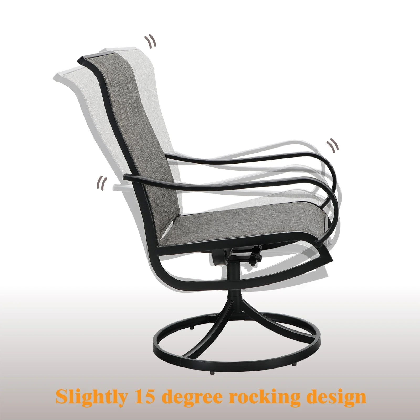 PHI VILLA 5-Piece Textilene Swivel Chairs Patio Dining Set