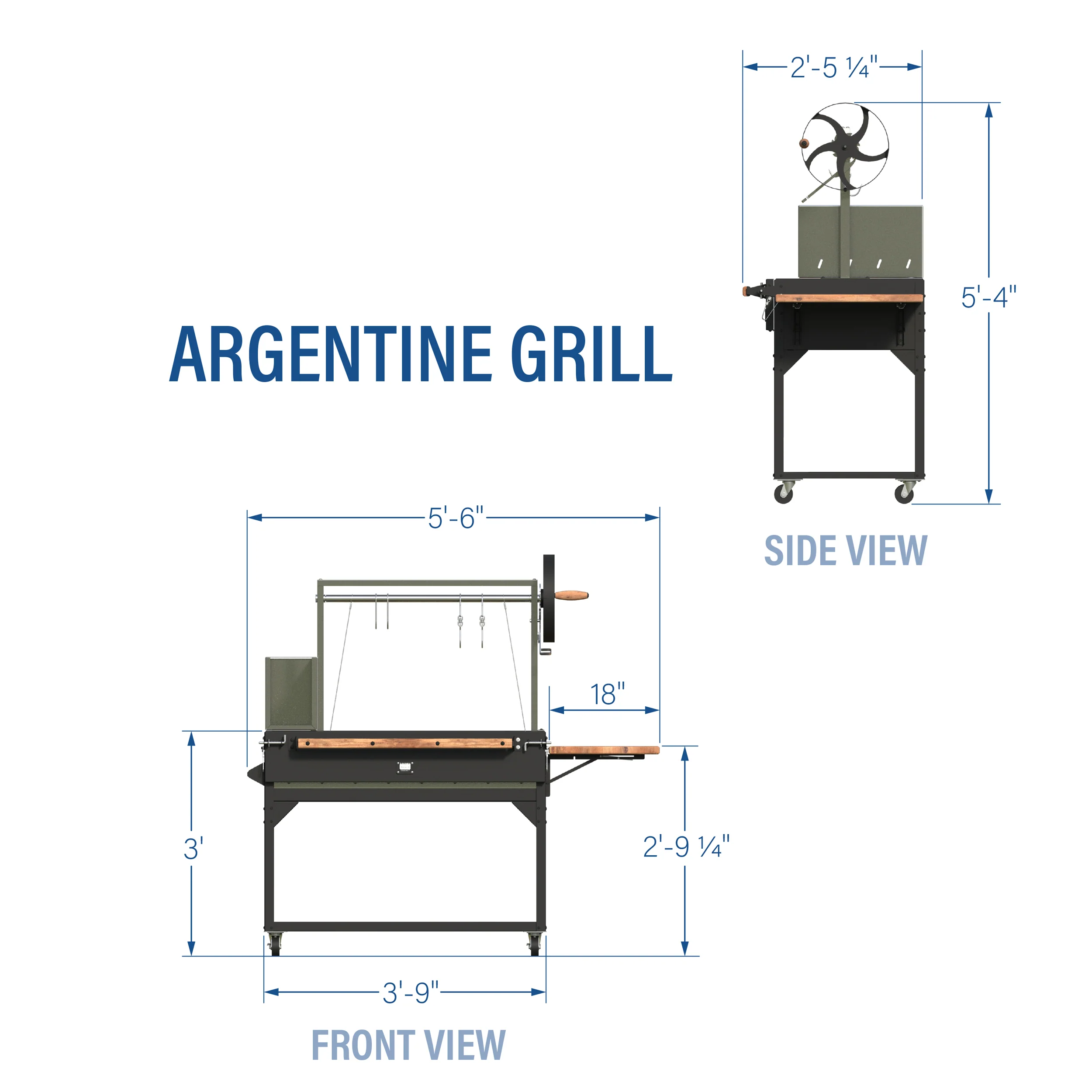 Premium Argentine/Santa Maria BBQ Grill with Wood Fire and Charcoal Grill