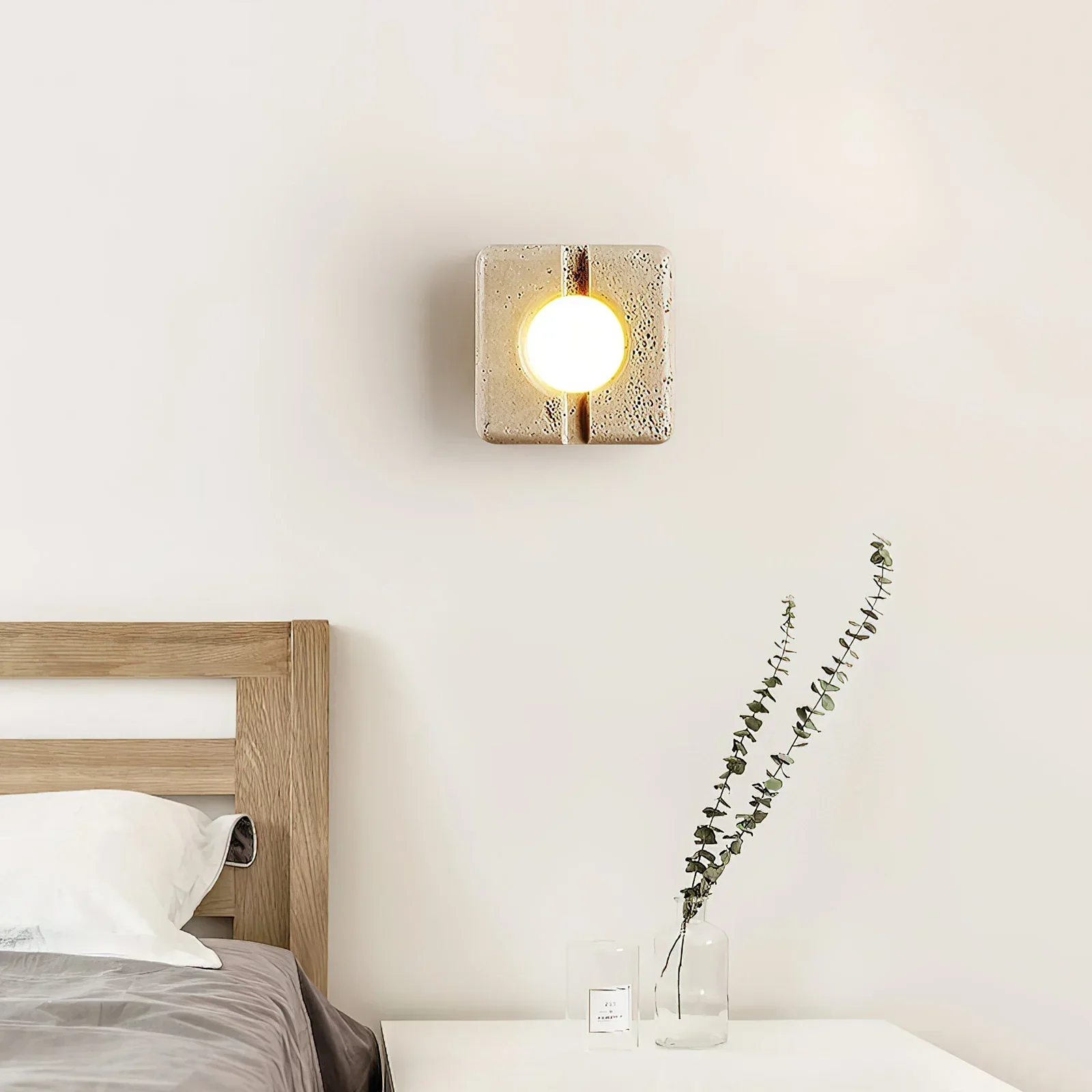 Square Camera Travertine Wall Lamp
