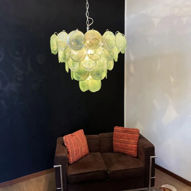 Lorina Green Vintage Glass Chandelier