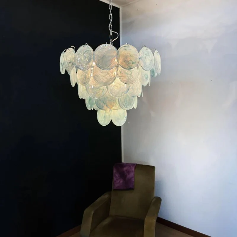 Lorina Blue Vintage Glass Chandelier