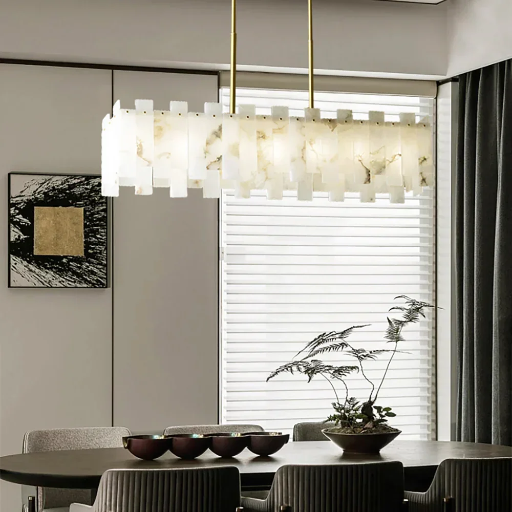 Alabaster Rectangular Linear Chandelier