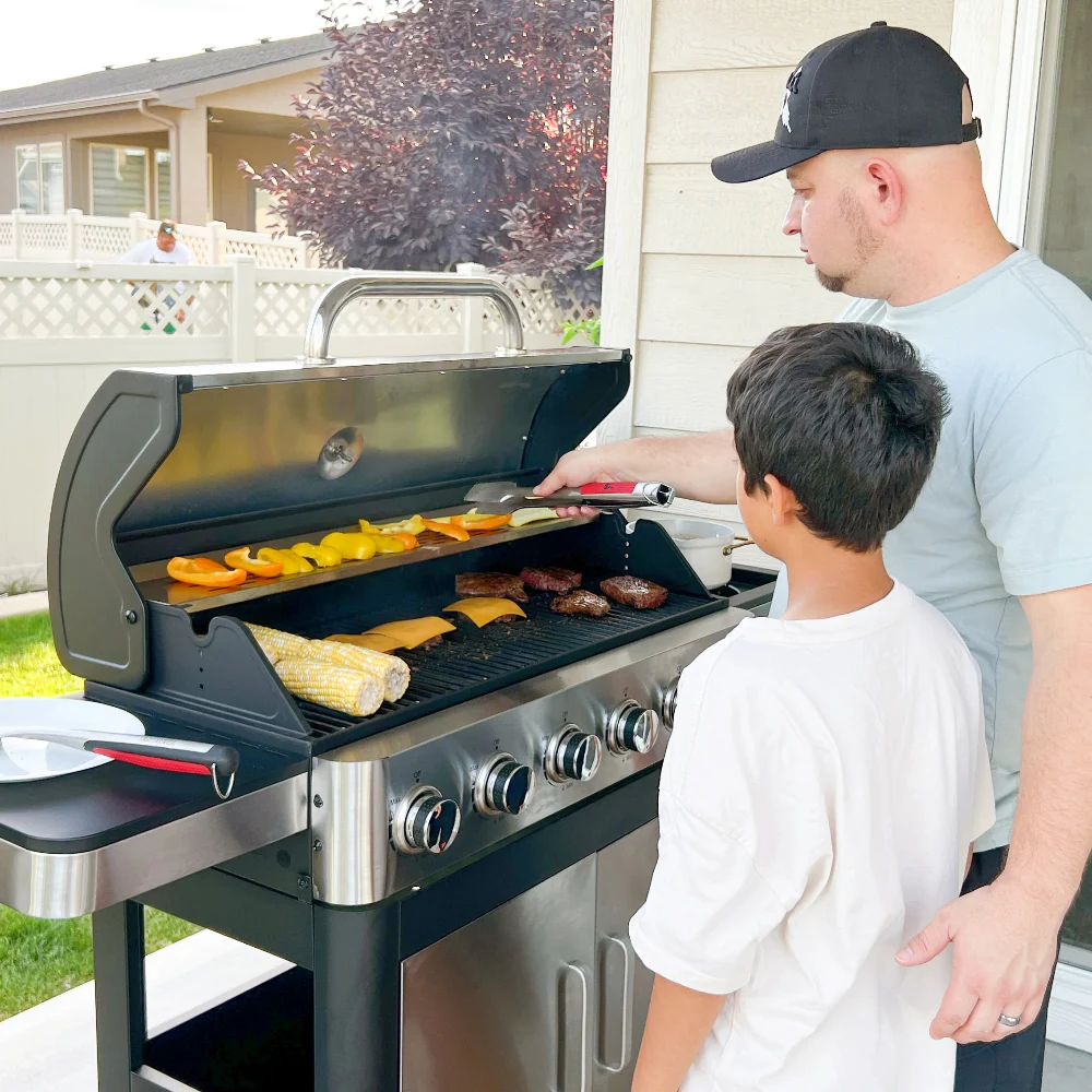 Captiva Designs 6-Burner Outdoor Propane Grill with Extra Side Burner