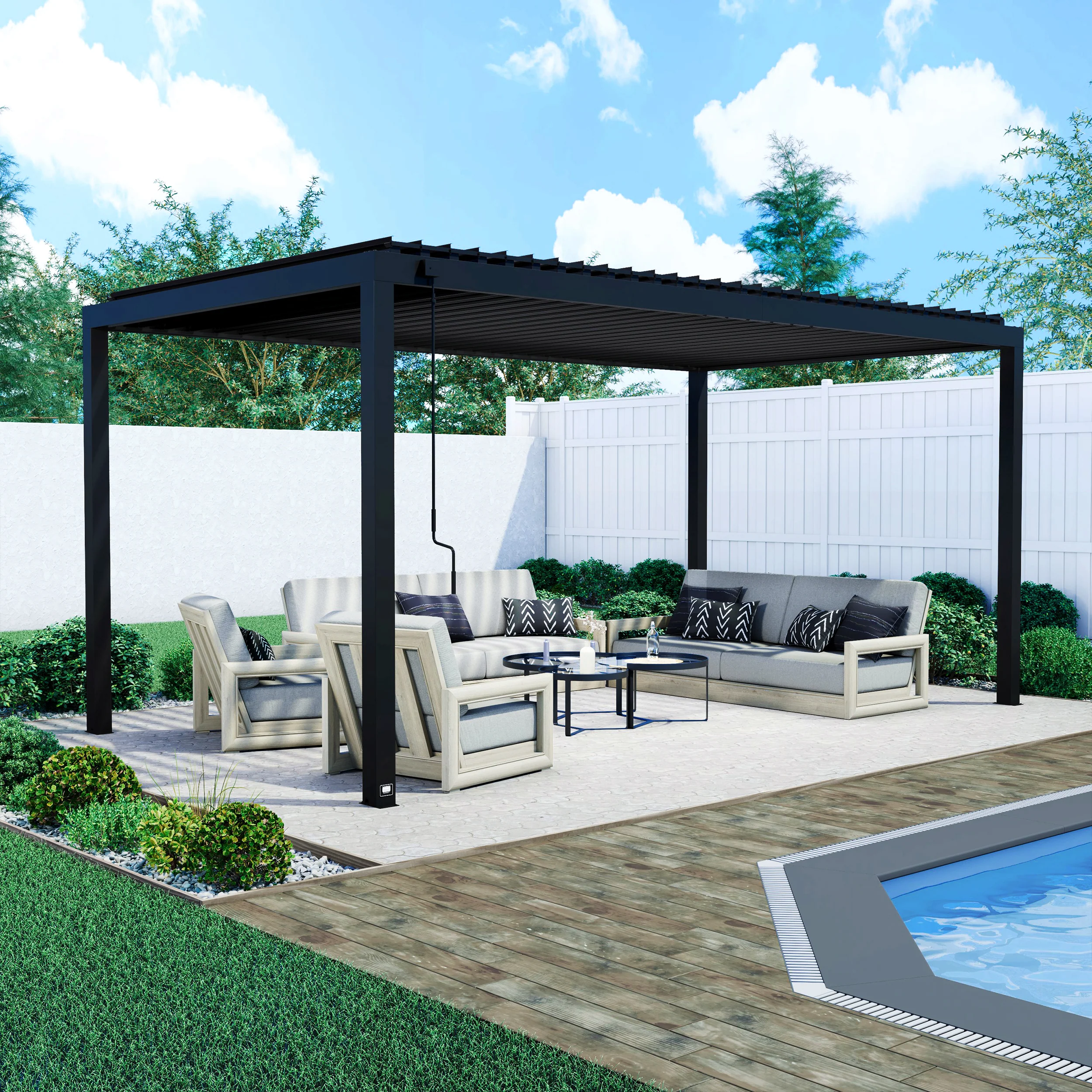 18x10 Sarasota Steel Louvered Pergola