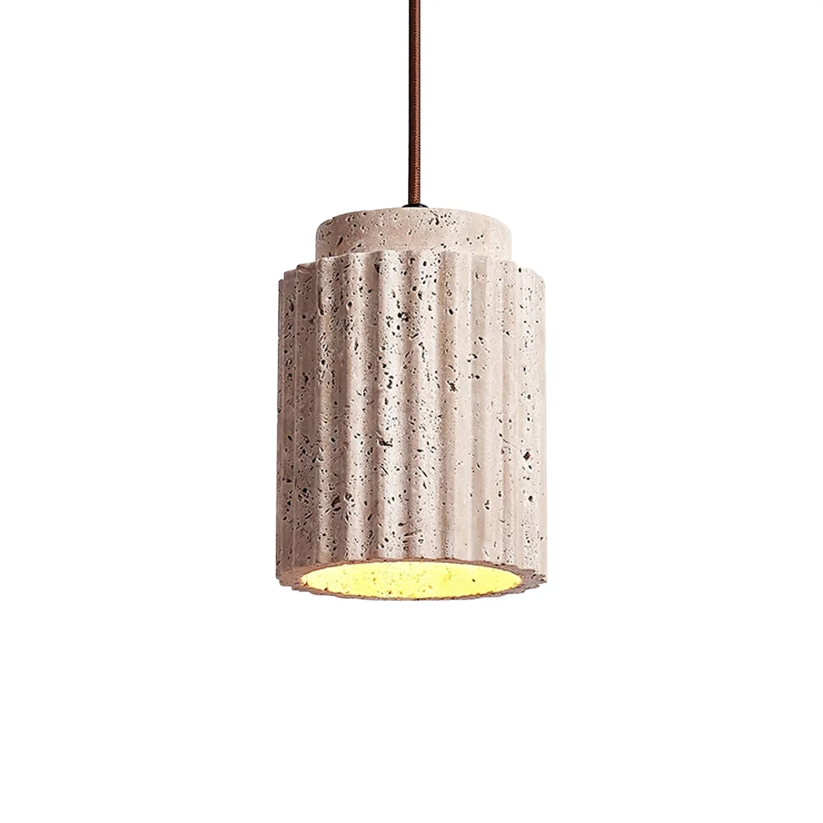 Cylindrical Caelia Travertine Pendant Light