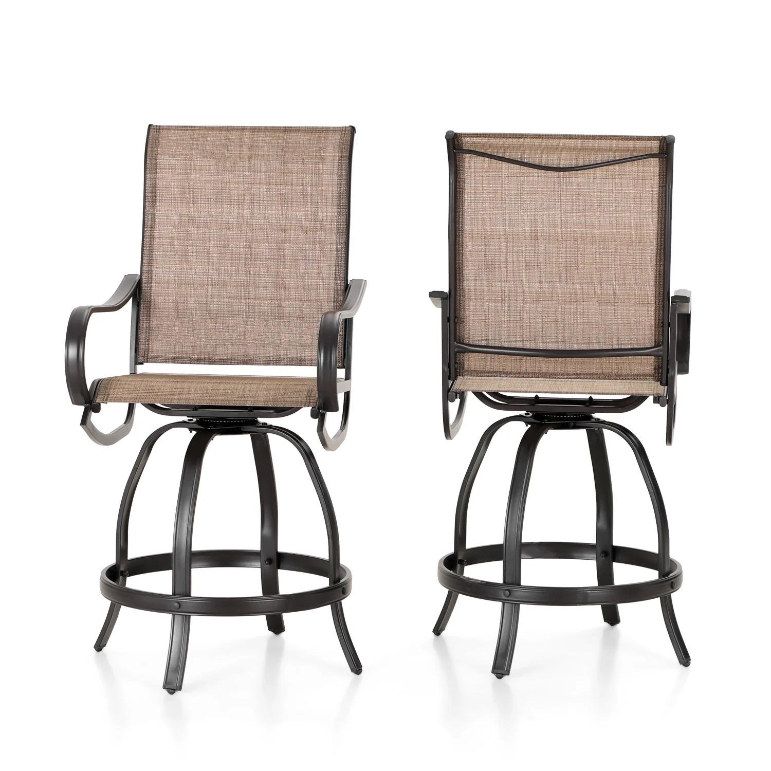 Sophia & William 2-Piece Outdoor Swivel Textilene Bar Stools with Reinforced Base