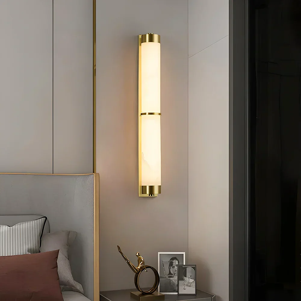 Cylindra Alabaster Brass Wall Light