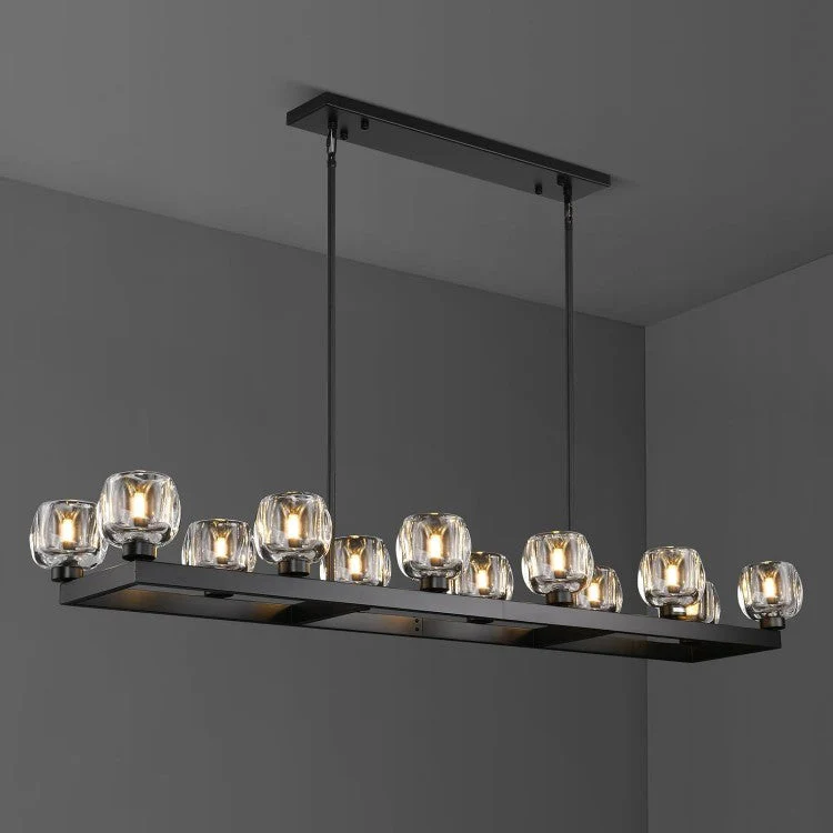 Wagon Wheel Glass Linear Chandelier 59