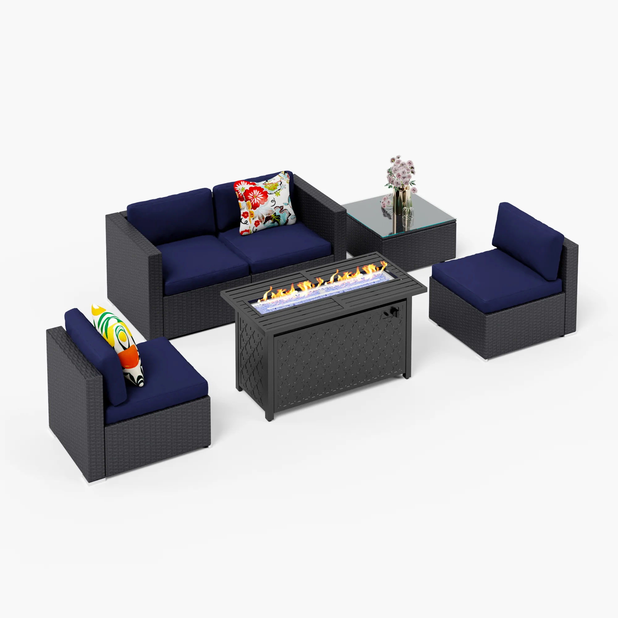 PHI VILLA Rattan Wicker DIY Sofa & 45