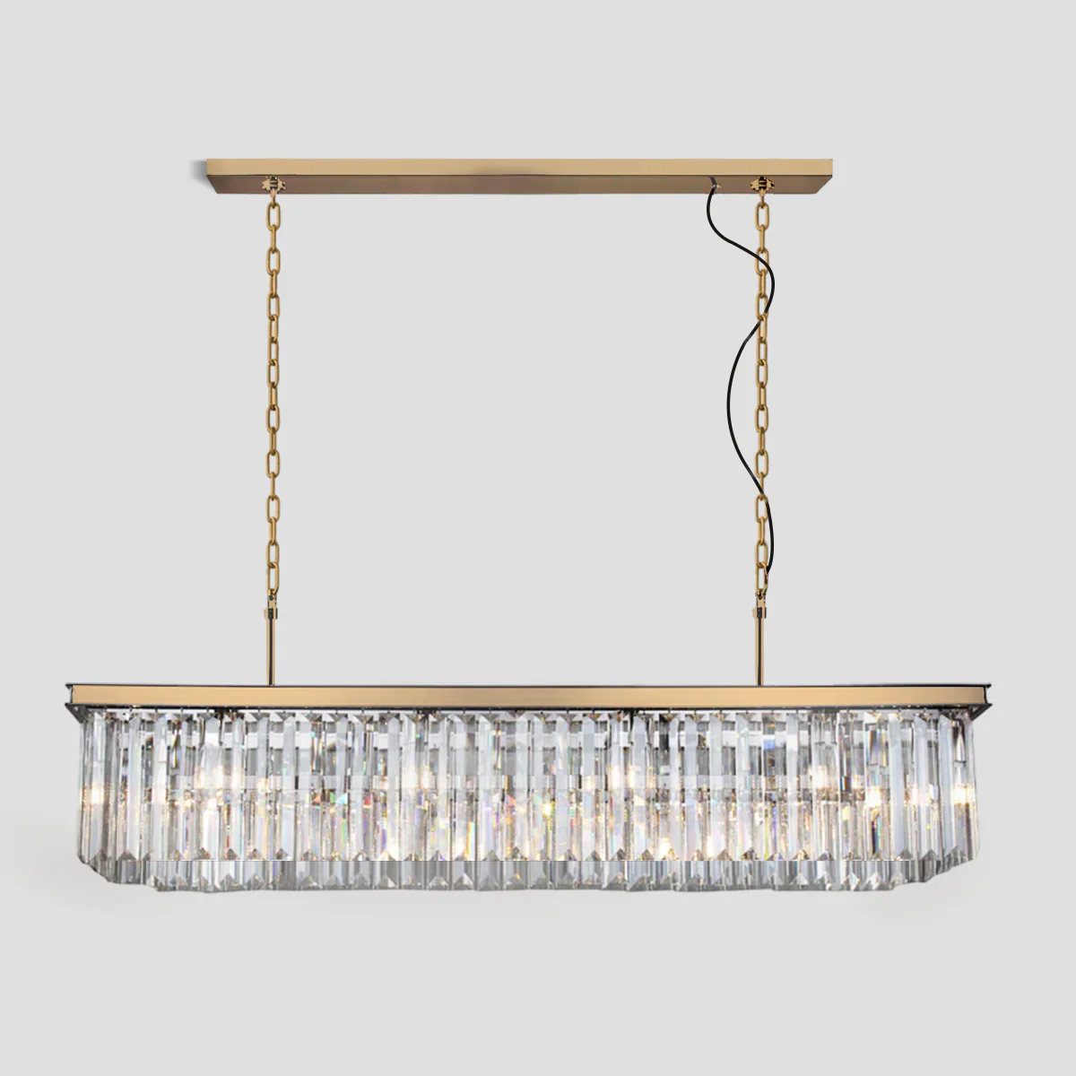 Della Tedem Single-Tier Rectangular Crystal Rod Chandelier