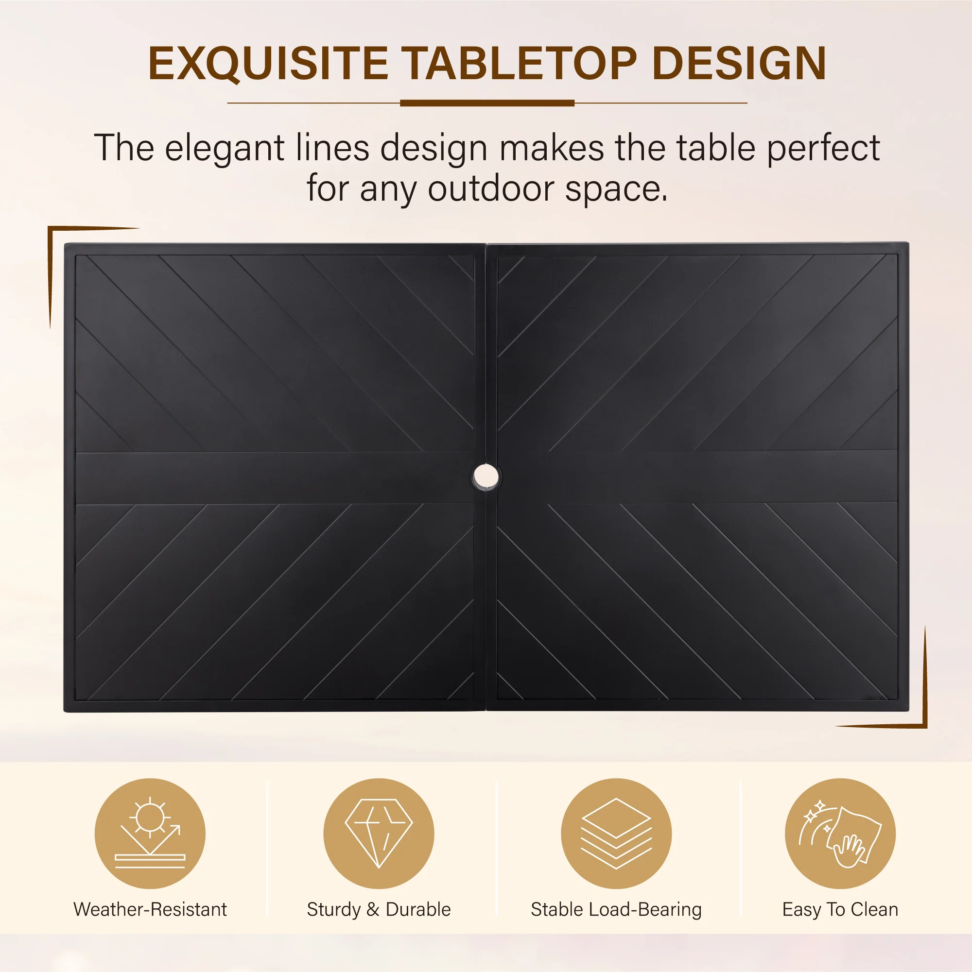 MFSTUDIO 7-Piece Patio Dining Set Embossed Table & Cushioned Rattan Fixed Chairs