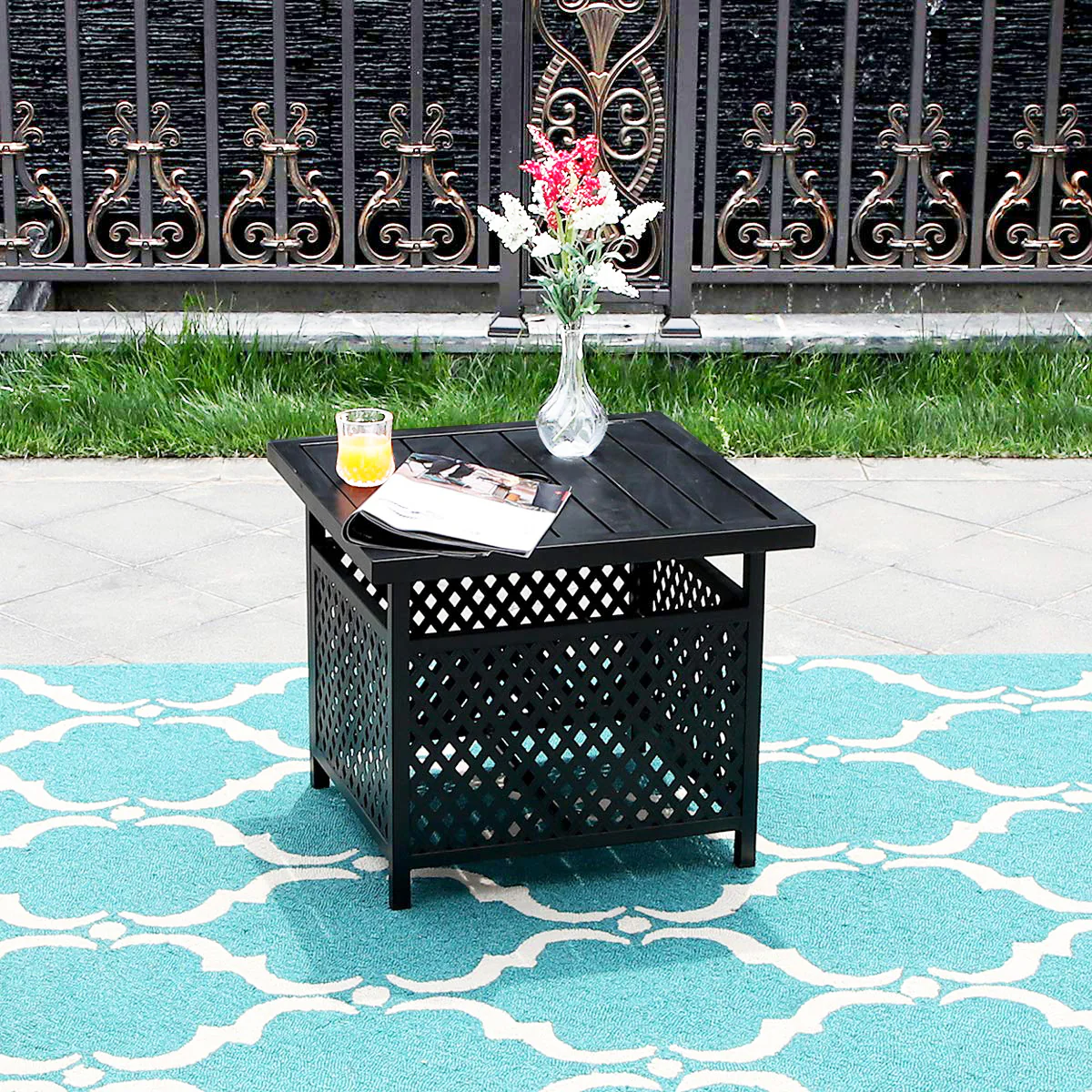 PHI VILLA Outdoor Bistro Table with Umbrella Hole