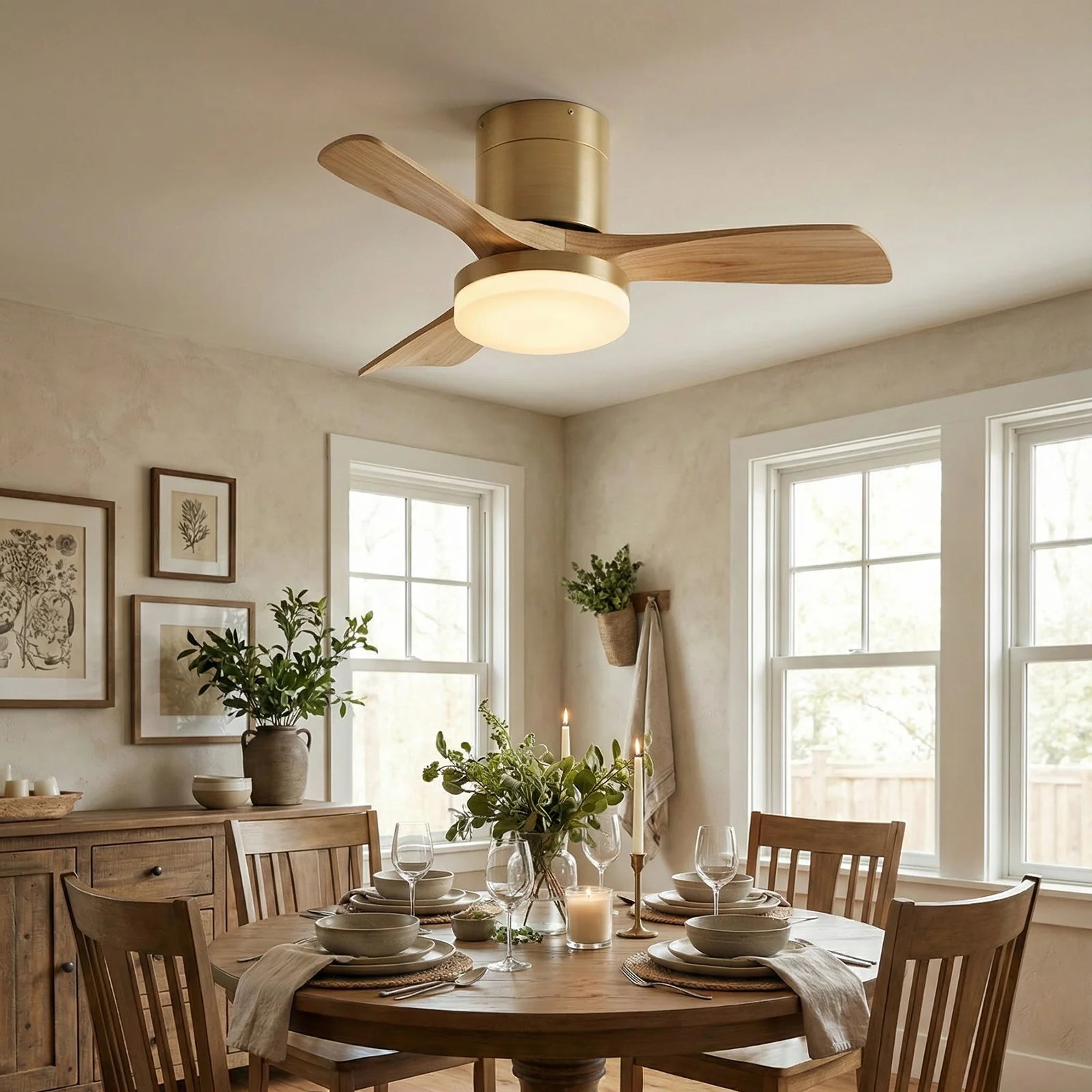 Minimalist Nordic Wooden Ceiling Fan Light