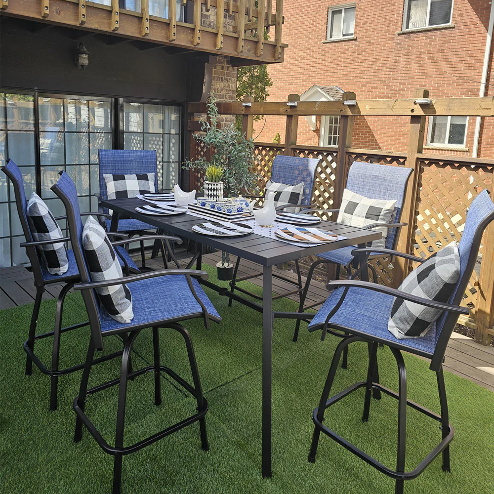 Sophia & William 5/7-Piece Denim Blue/Gray Swivel High Bar Stools Set