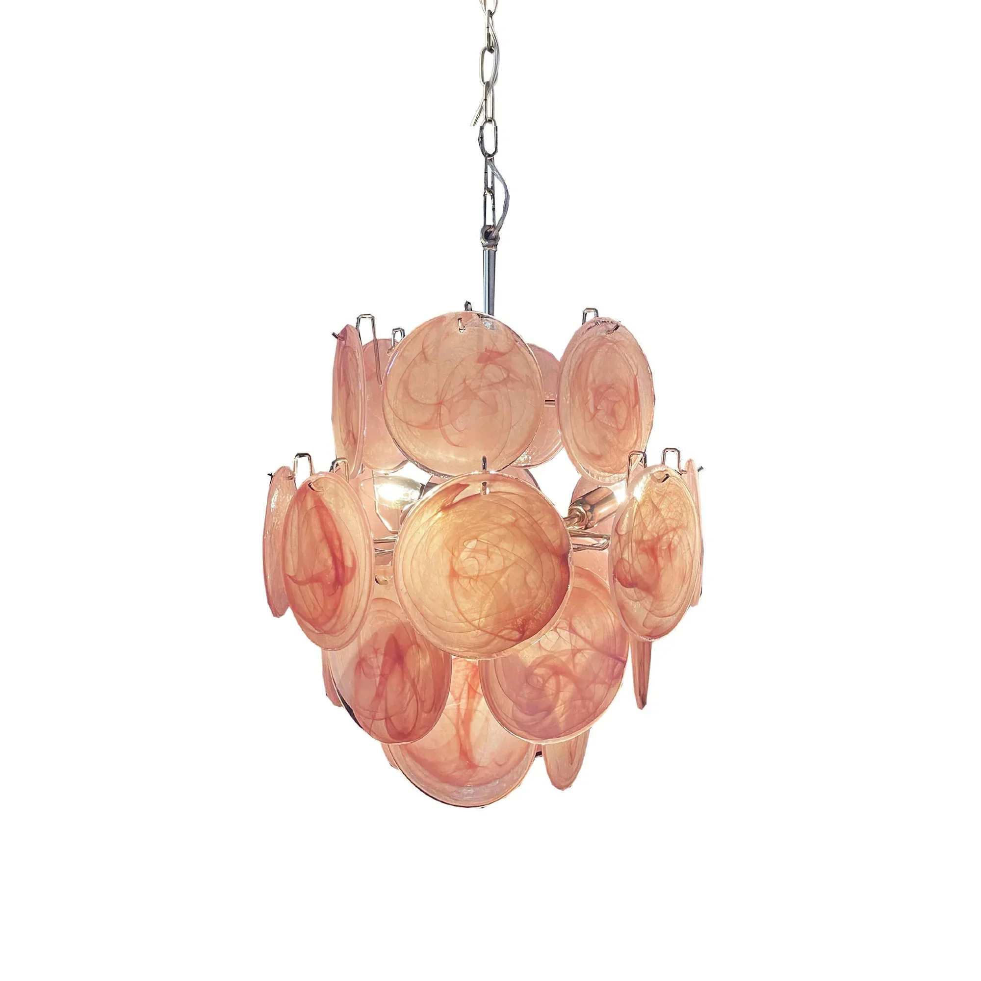 Pink Disc Glass Chandelier
