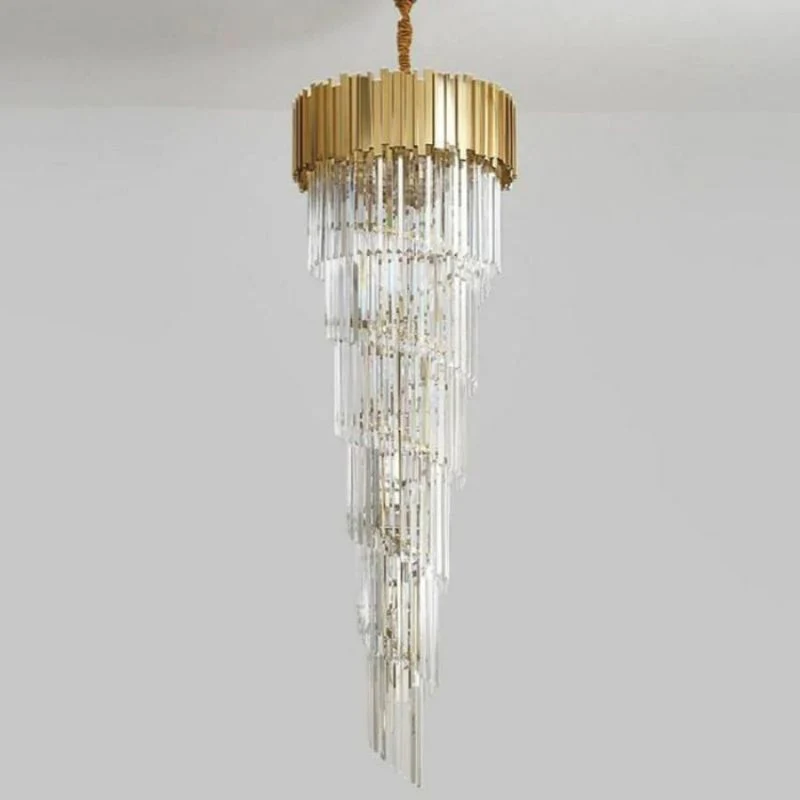 Bourbons 2-Story Crystal Round Chandelier