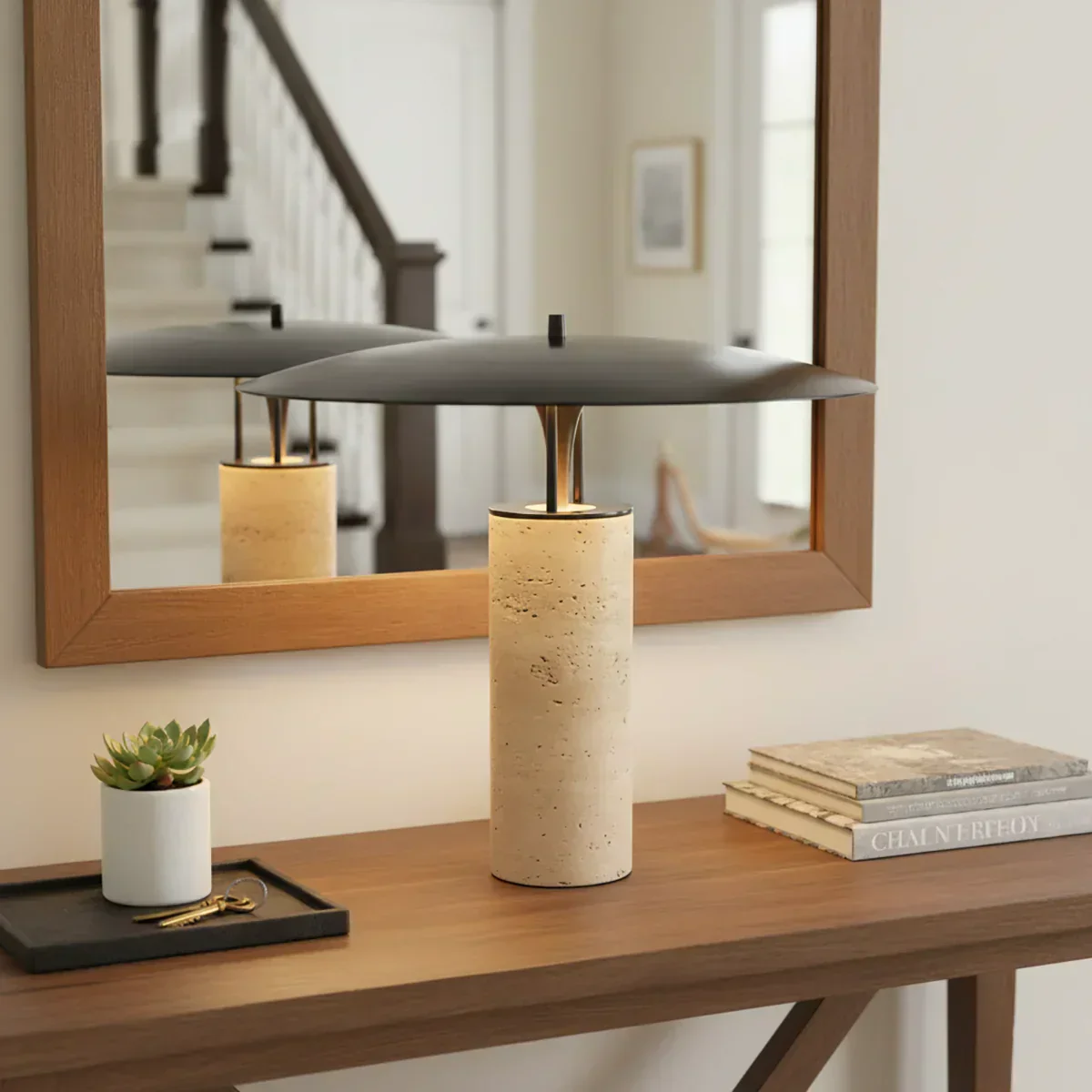 Travertine Luna Table Lamp