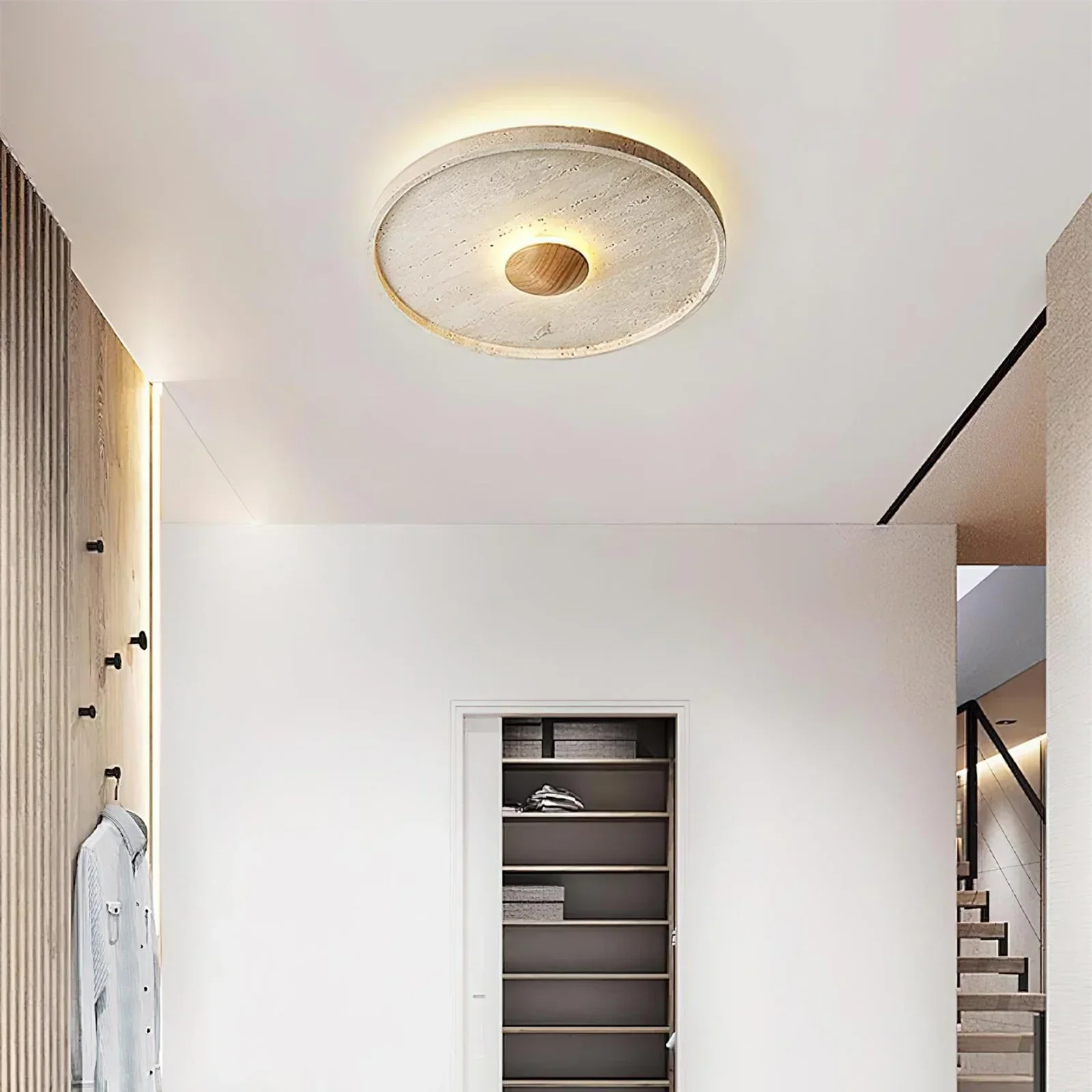 Travertine Tranquil Aura Disc Ceiling Light