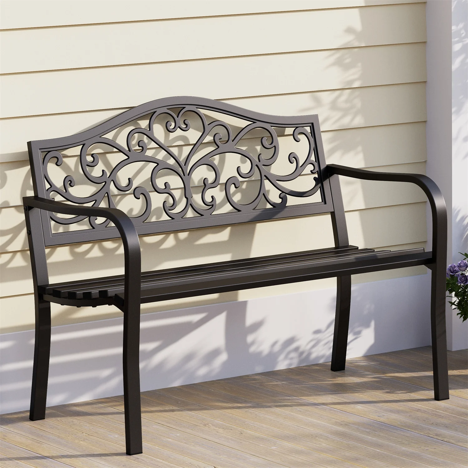 MFSTUDIO Black Outdoor Bench Set - Built to Last and Easy to Assemble