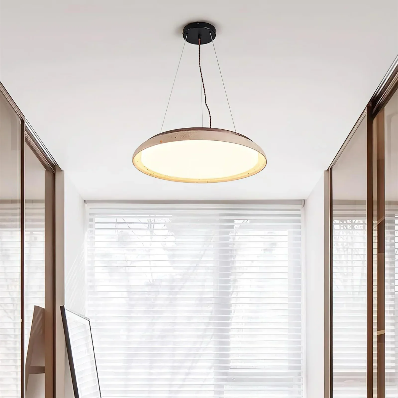 Round Piedra Travertine Pendant Lamp